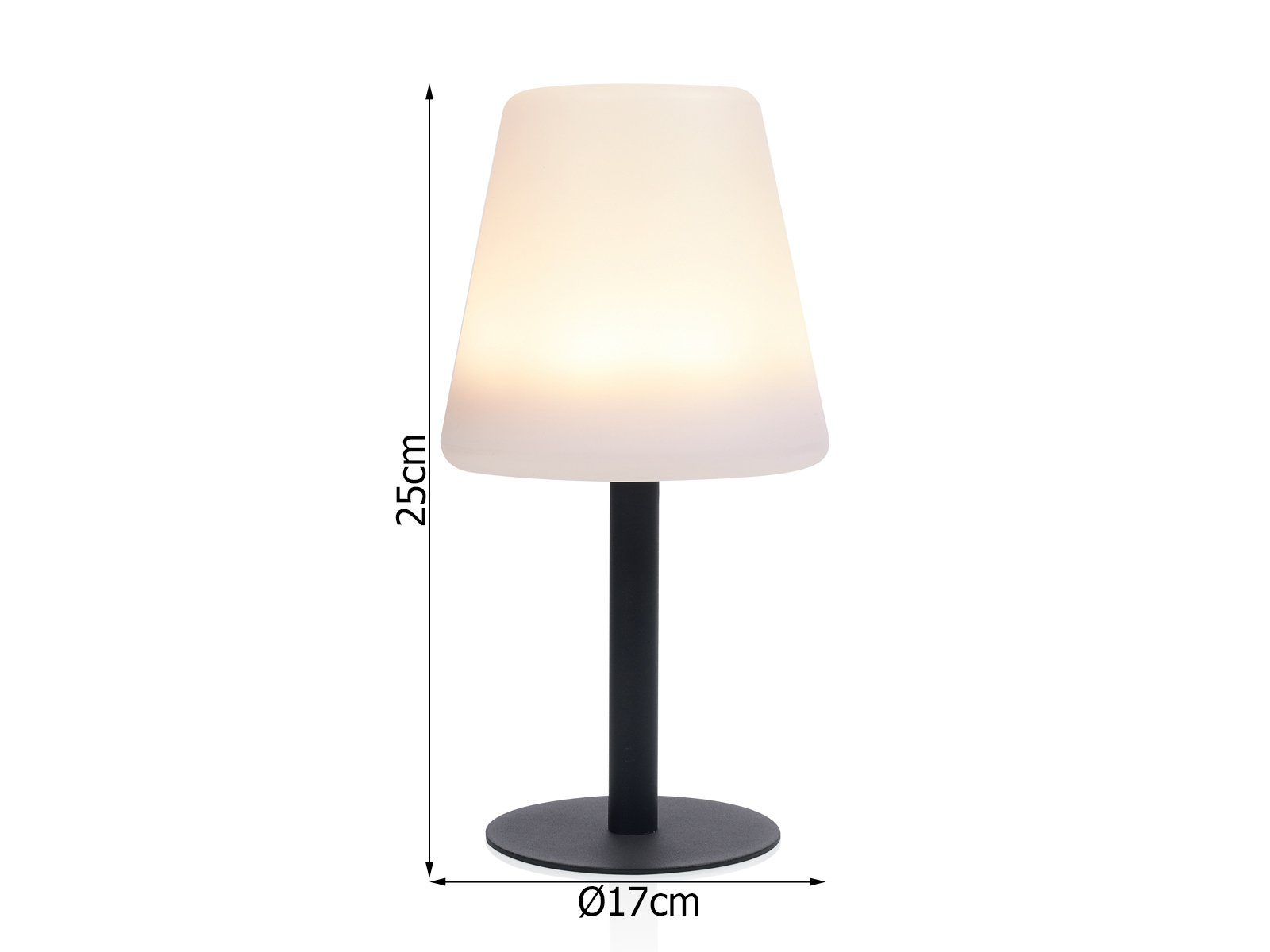 smartwares LED Außen-Tischleuchte, LED fest integriert, Warmweiß, 2er-Set Outdoor Solar-leuchten ohne Strom-kabel, Schwarz Weiß, H: 25cm