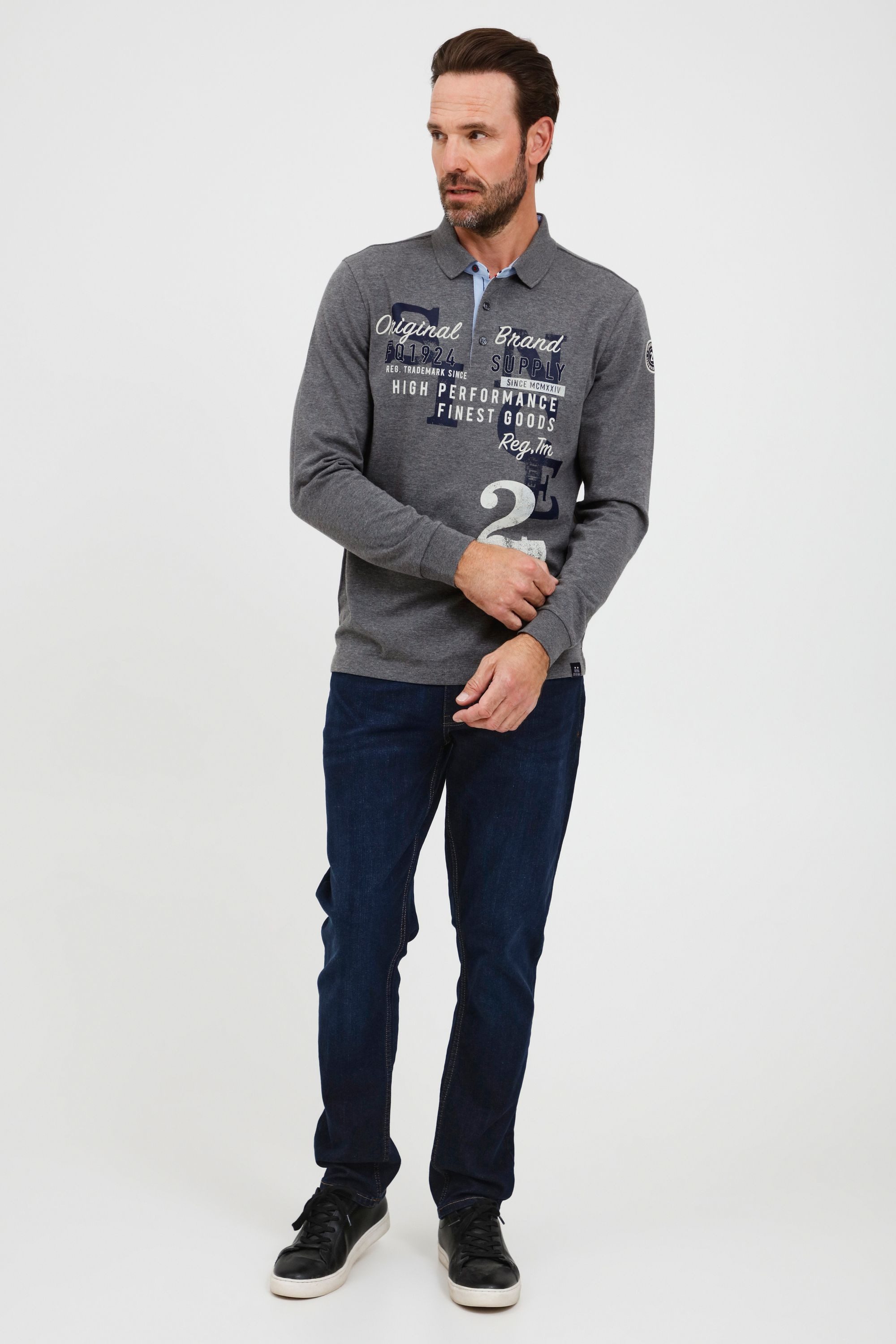 FQ1924 Langarm-Poloshirt FQRagnvald Modisches Langarmshirt mit Polokragen günstig online kaufen