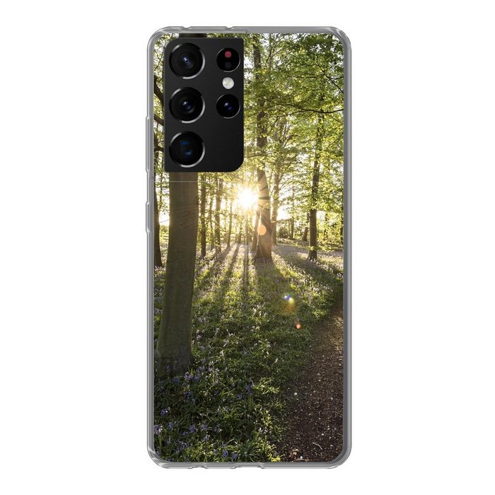 MuchoWow Handyhülle Wald - Baum - Sonne Phone Case Handyhülle Samsung Galaxy S21 Ultra Silikon Schutzhülle