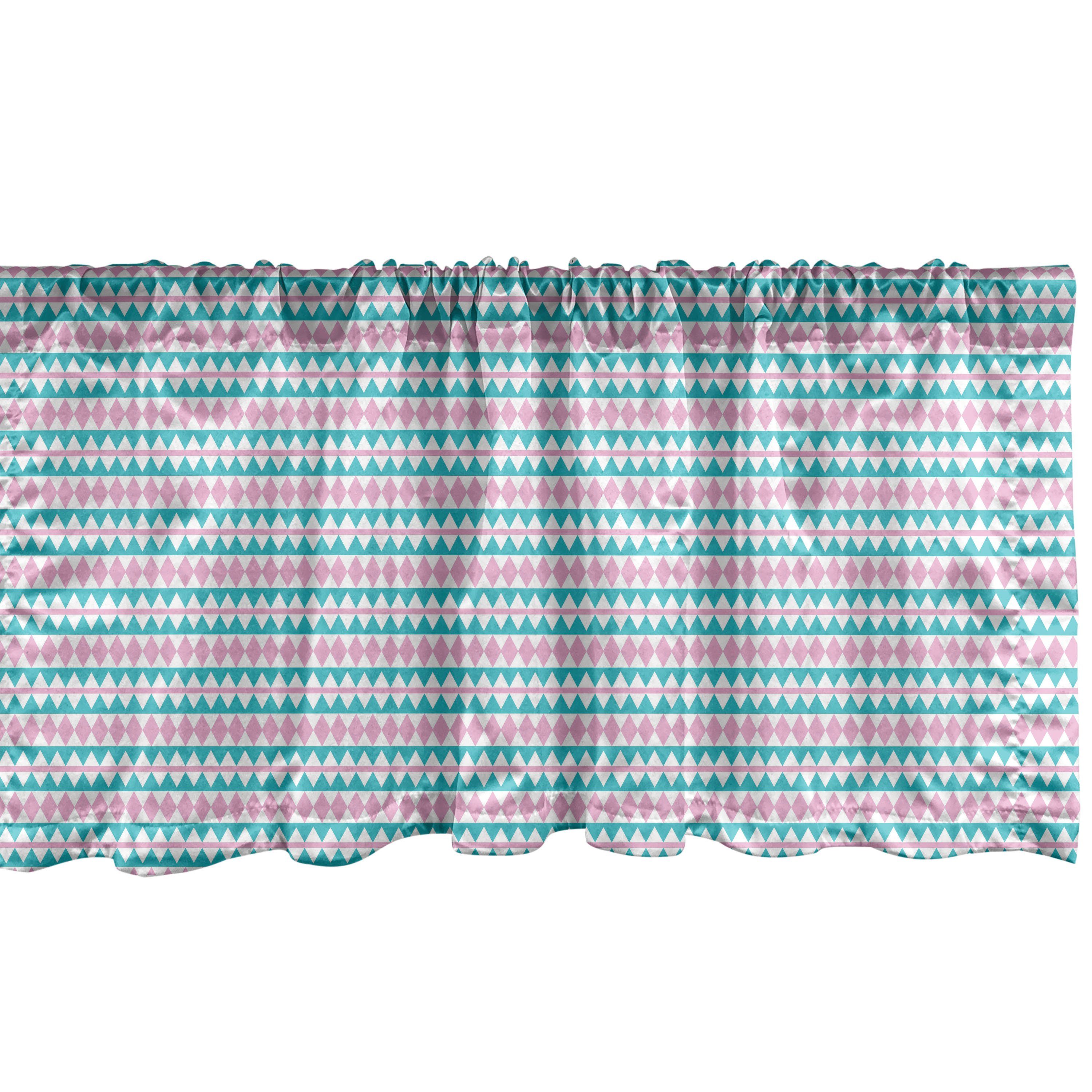 Microfaser, Volant Stangentasche, mit Dekor Schlafzimmer für Continuing Küche Abakuhaus, Scheibengardine Abstrakt Rauten Vorhang