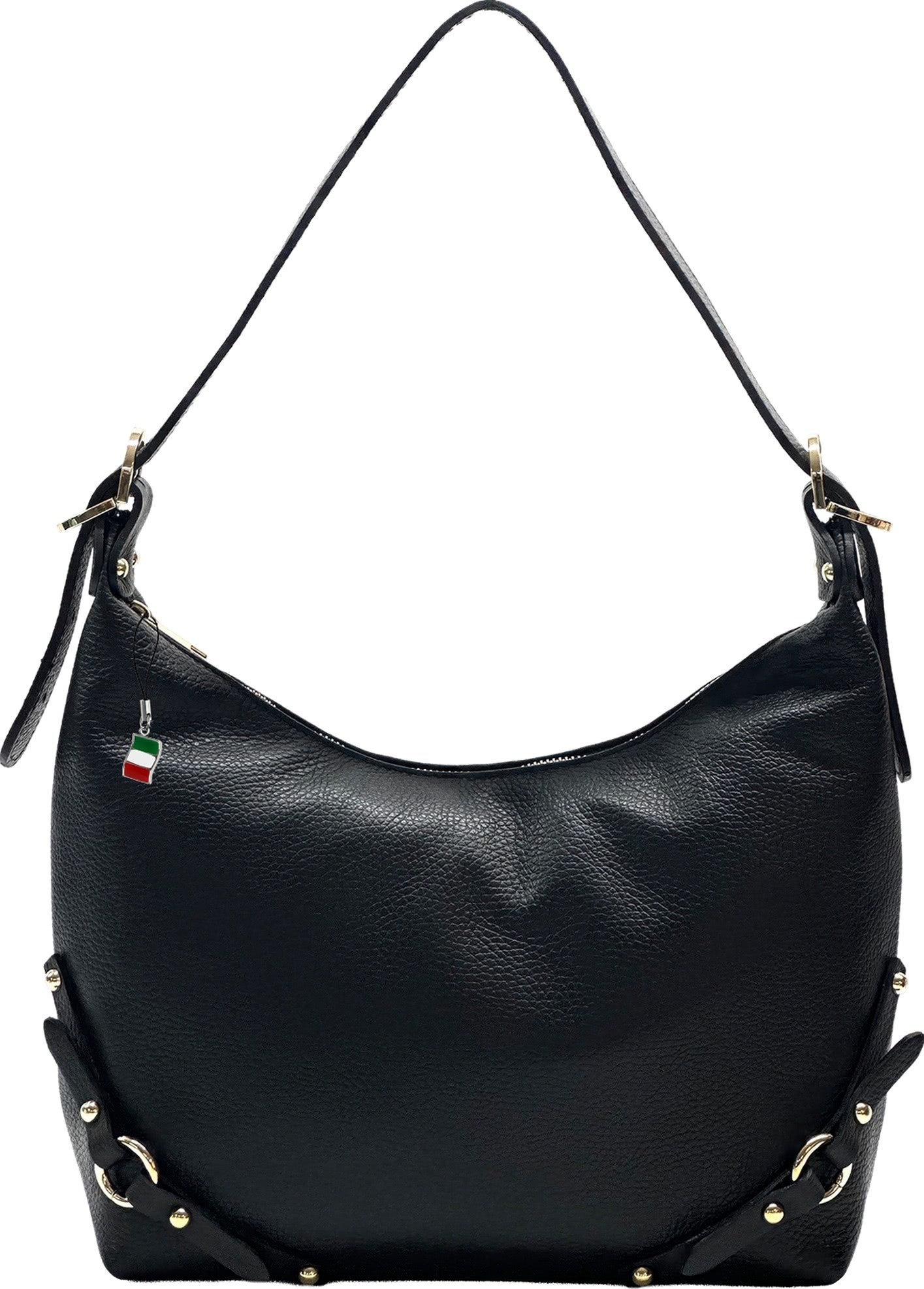 FLORENCE Schultertasche Florence Damen Schultertasche Echtleder (Schultertasche), Damen Schultertasche Leder, schwarz ca. 37cm x ca. 25cm hoch