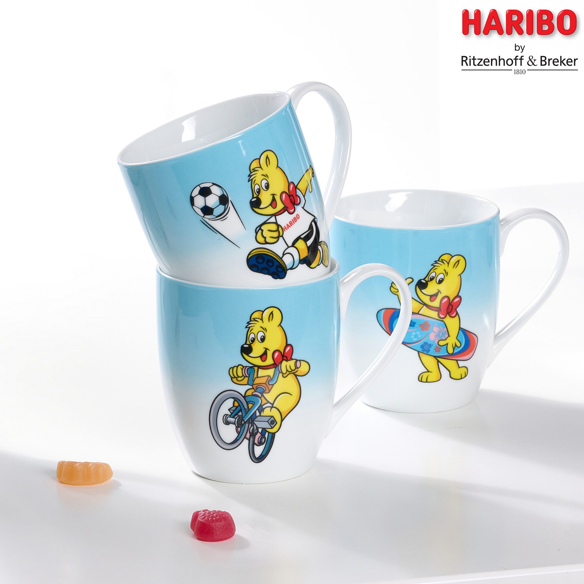 Ritzenhoff & Breker Becher HARIBO Sport, Surfer, 500 ml, 1-tlg., Porzellan, spülmaschinenfest