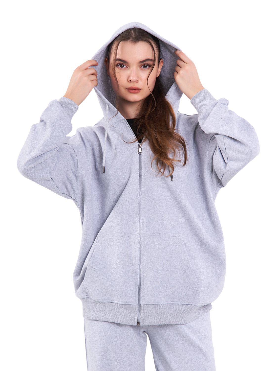 COMEOR Kapuzensweatjacke Damen Bequeme Baumwoll-Hoodie-Jacke Kapuzensweatshirt mit durchgehendem Reißverschluss