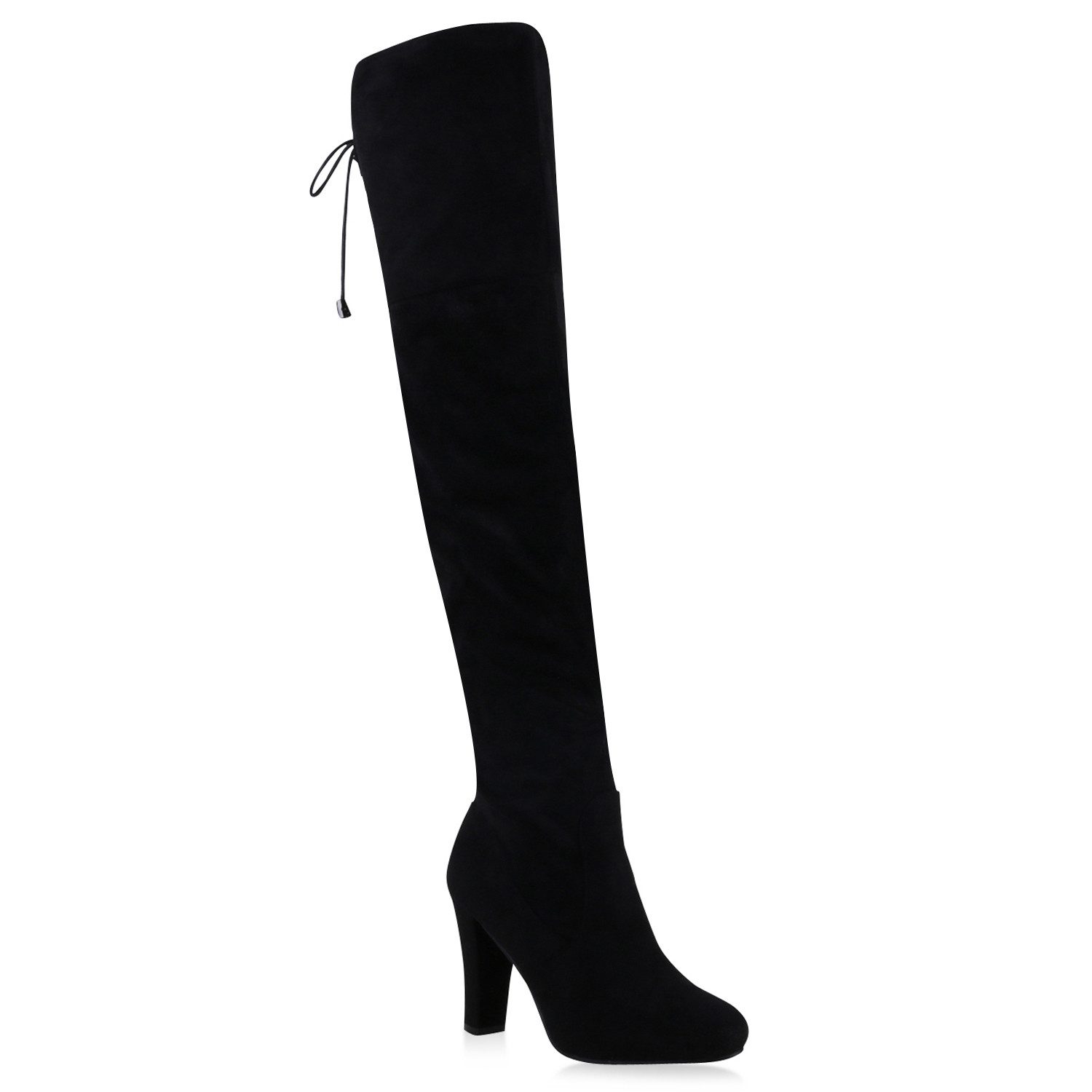 VAN HILL 811288 Overkneestiefel Modische Damen Stiefel Overknees Schleifen Perlen Absatz
