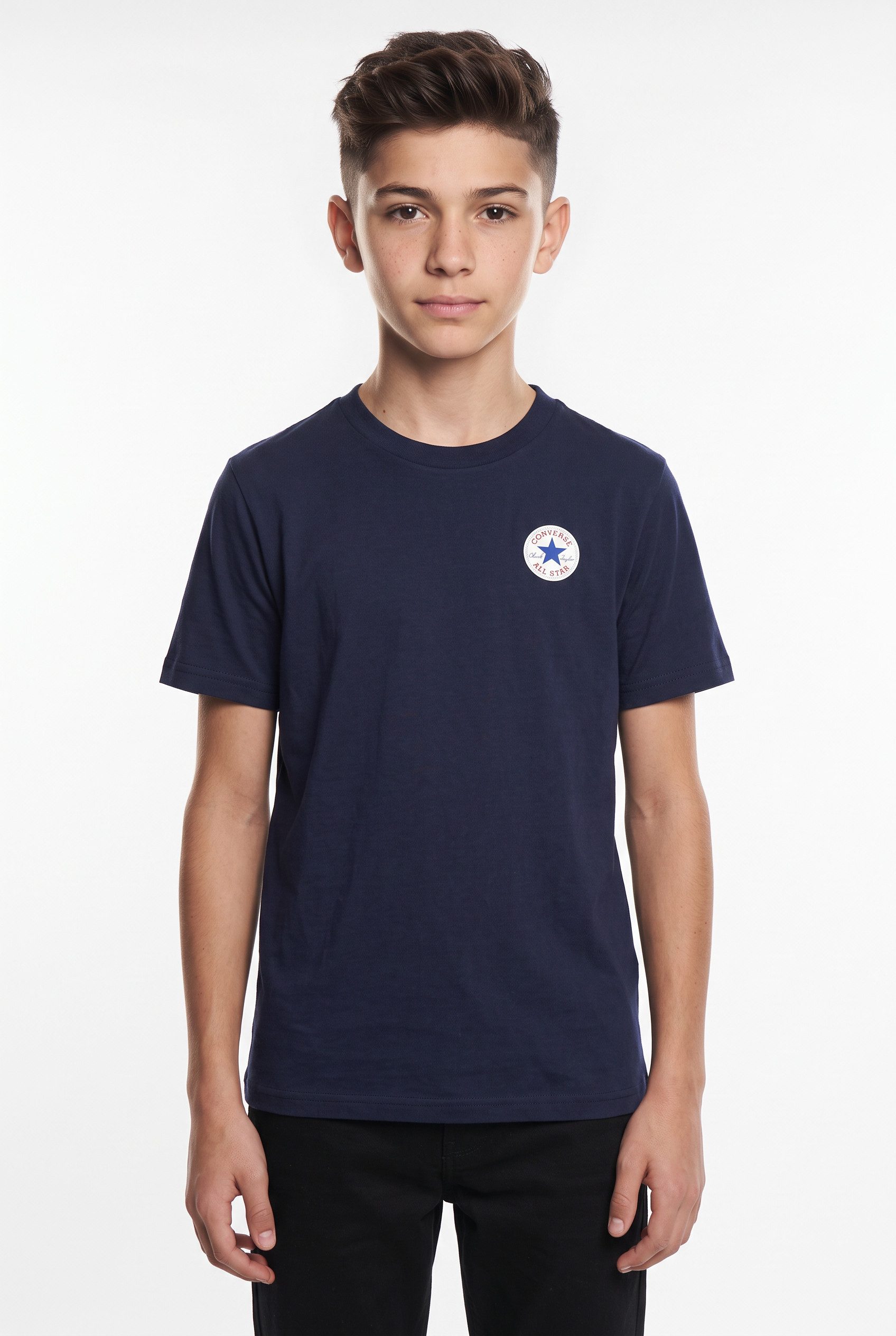 Converse Kurzarmshirt für Kinder und Jugendliche mit Brandlabel innen, aus luftigem Jersey-Material