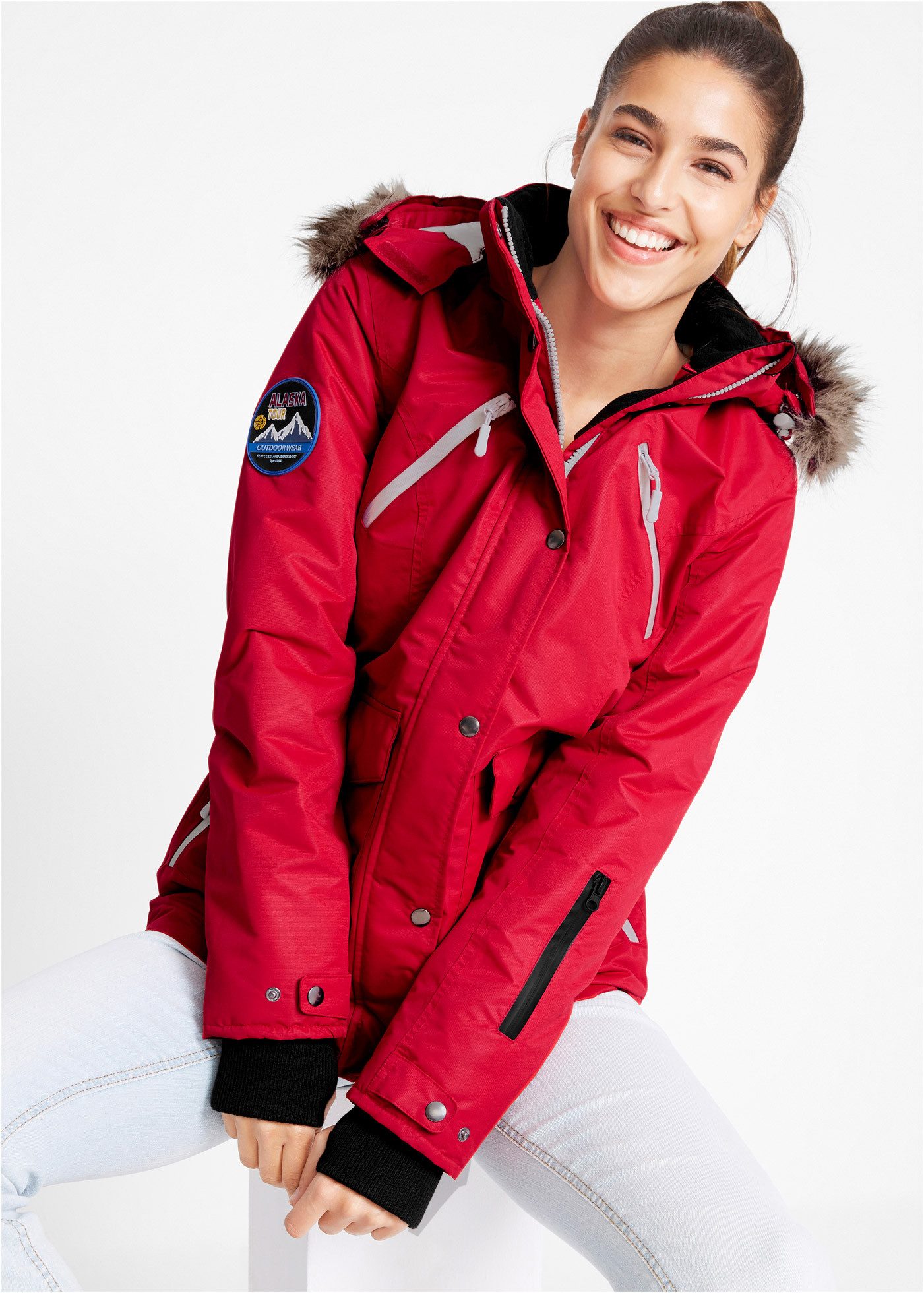 bonprix Funktionsjacke Winterjacke mit Kapuze und Fellimitat, wasserdichte günstig online kaufen