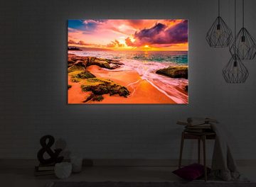 lightbox-multicolor LED-Bild Sonnenuntergang auf Hawaii front lighted / 60x40cm, Leuchtbild mit Fernbedienung