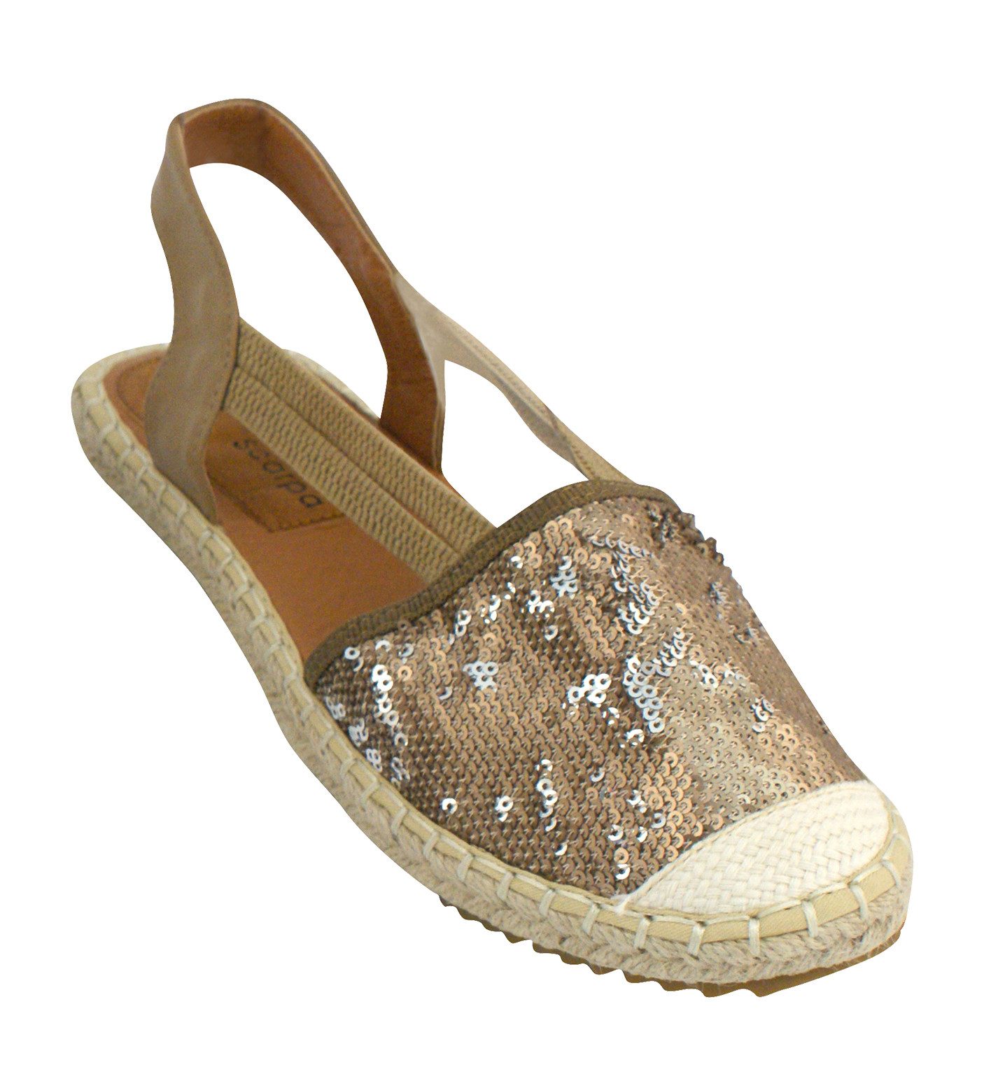 Linea Scarpa Linea Scarpa Sandaletten ACAPULCO geschlossen Gummizug Bast Pailleten Sandale