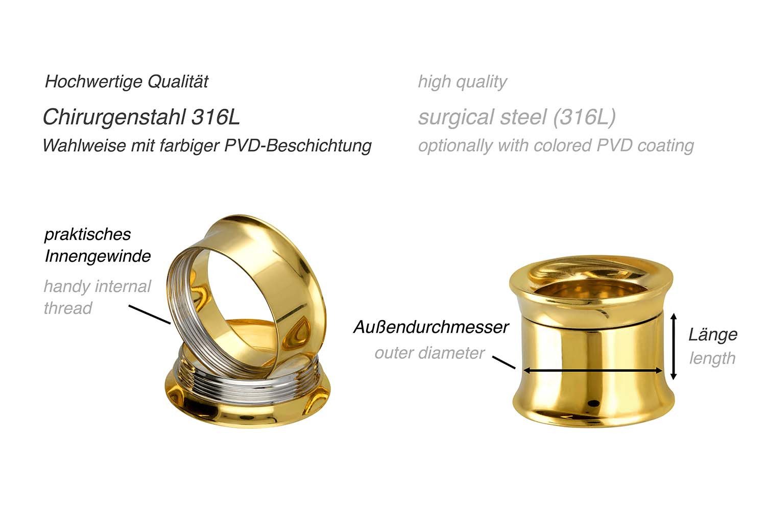 PIERCINGLINE Plug Chirurgenstahl Double Flared Tunnel (Tunnels, 1-tlg)