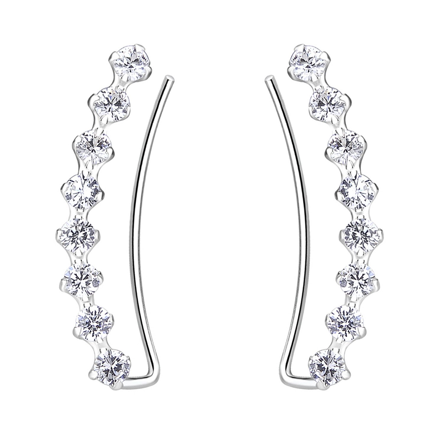 Ohrklemme Ohrklemme 925 Silber Zirkonia Stein Ohrringe Ohrkletterer Bogen Modern