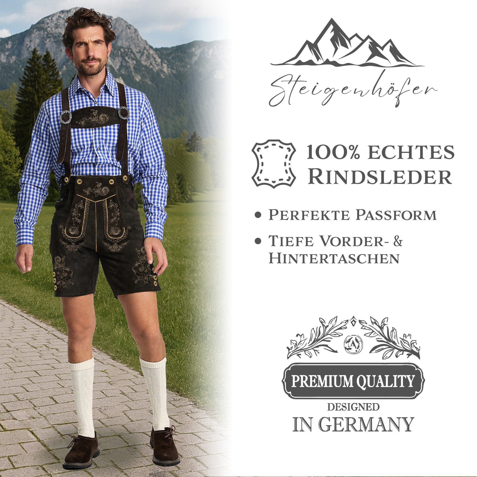 Steigenhöfer Manufaktur Trachtenlederhose Lederhose Herren Tracht günstig online kaufen