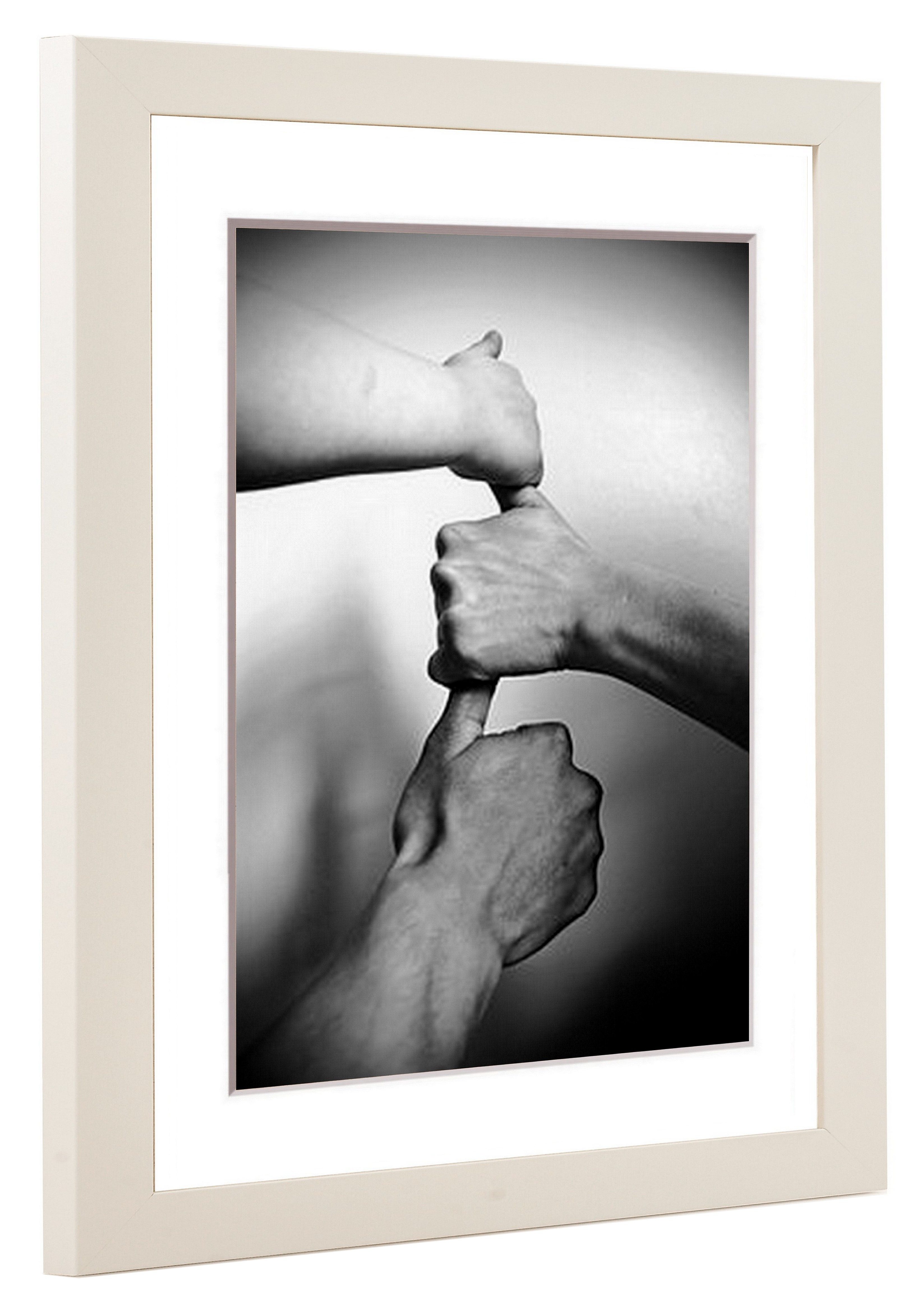 PCH[art] Bilderrahmen Foto Rahmen Alice mit weißem Passepartout & Kunstglas, Made in Germany