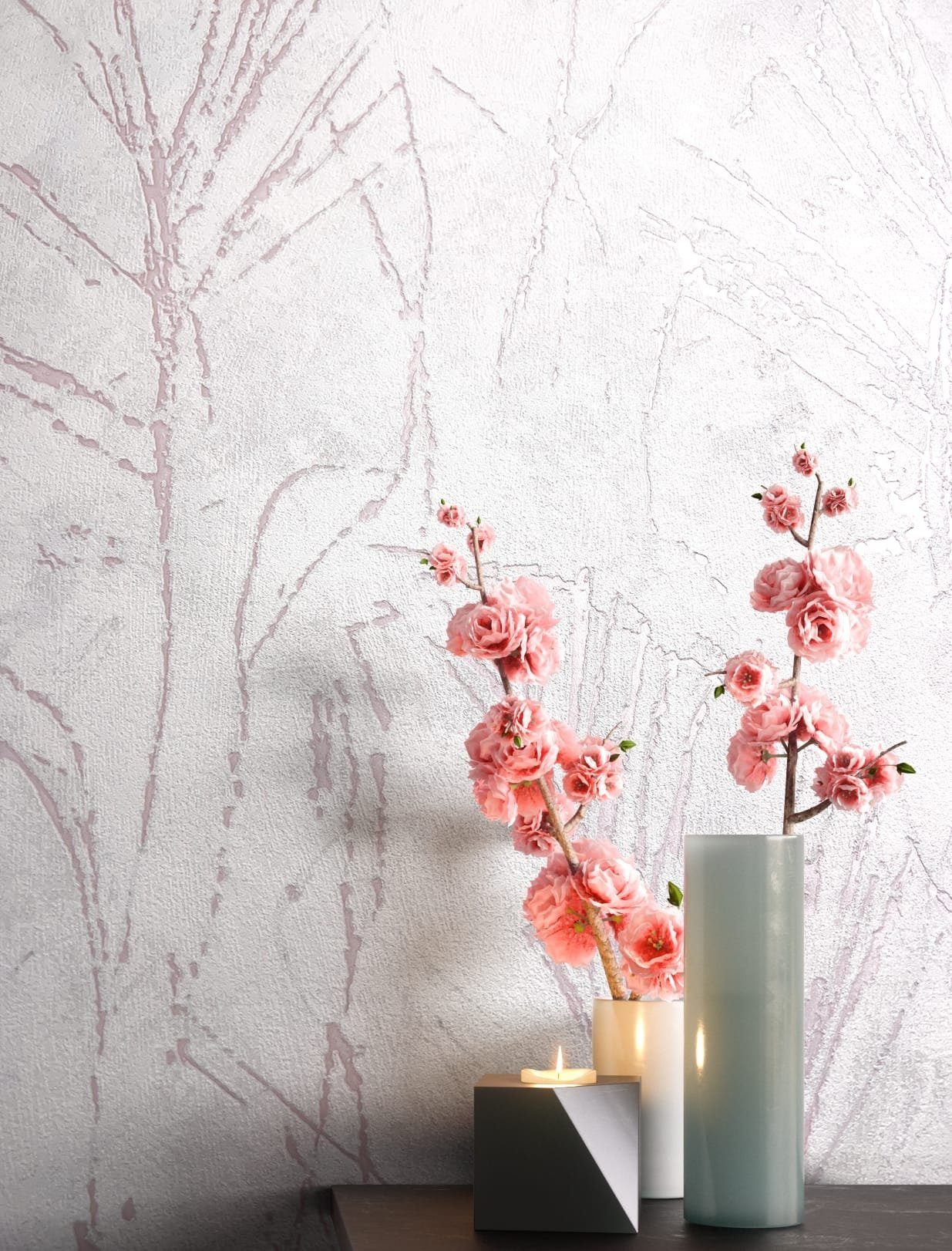 Newroom Vliestapete Levana Plant Rose Tapete Vintage Blumen,Rosen,Blätter, Rose Tapete Floral Blumen - Vintage Blumentapete Romantisch 3D Optik Rosen Blätter für Schlafzimmer Wohnzimmer Küche, Blumentapete