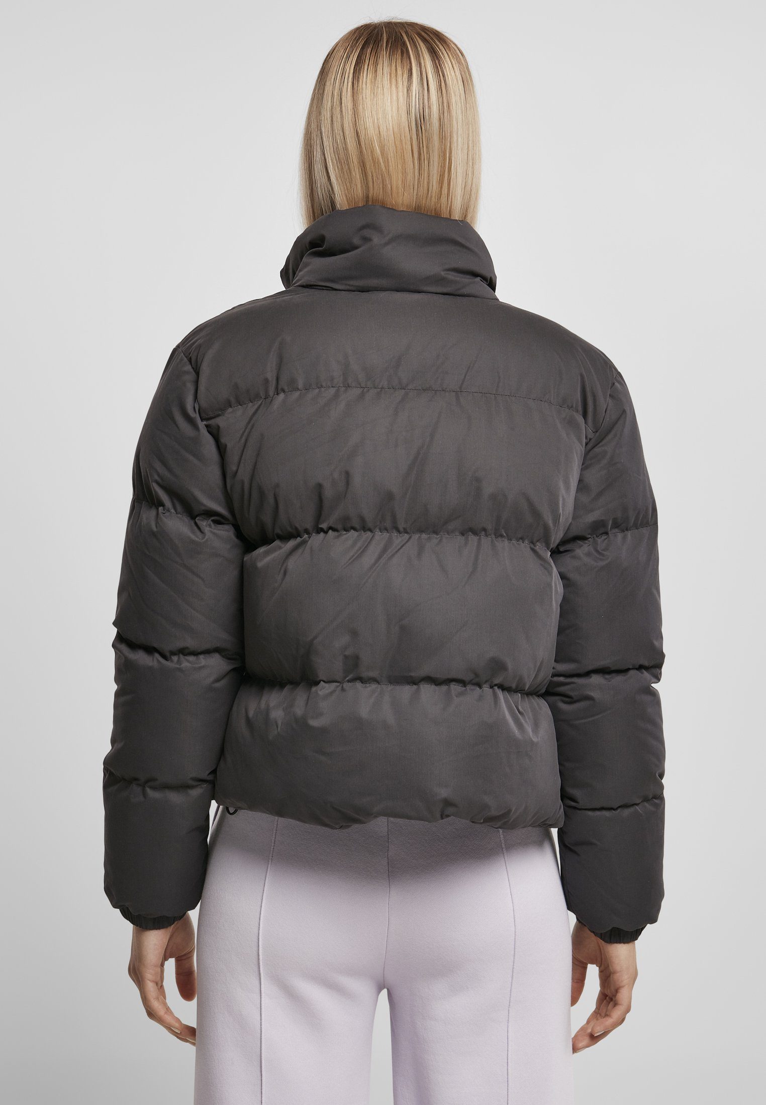 URBAN CLASSICS Winterjacke Damen Ladies black Short Peached Puffer Jacket (1-St)