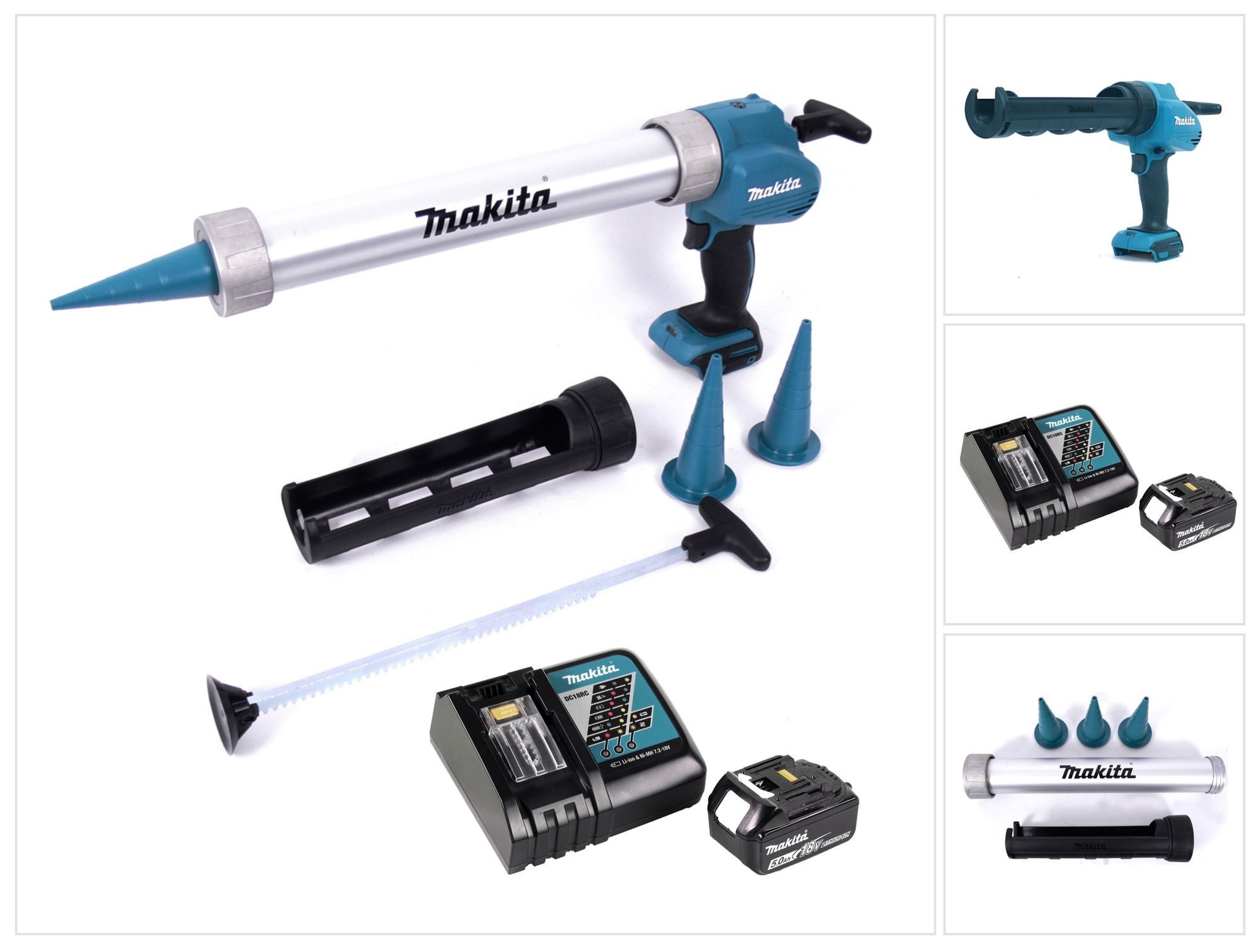 Makita Akku-Kartuschenpistole DCG 180 RT1X Akku Kartuschenpistole 18 V 300 / 600 ml + 1x Akku 5,0