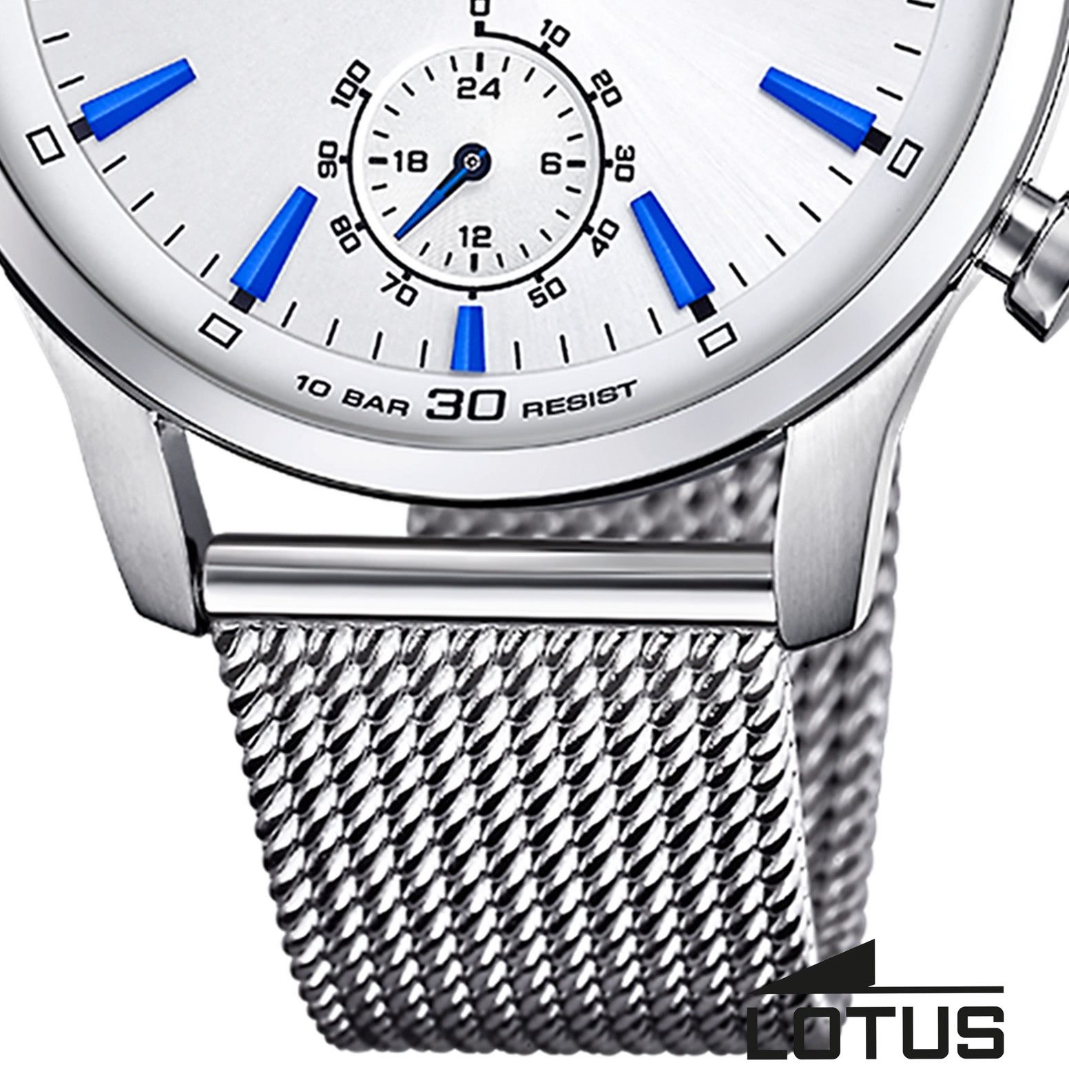 Lotus Chronograph Lotus Herrenuhr Edelstahl silber Lotus, (Chronograph), Herren Armbanduhr rund, groß (ca. 43mm), Edelstahl