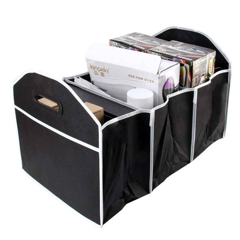 Retoo Auto-Rückenlehnentasche Kofferraumtasche Auto Organizer Taschen Box Aufbewahrungsbox (Packung, Abmessungen: 50x32,5x32 cm), 3 große Fächer, 55x33x32 cm, zwei Griffe, einfach zu montieren
