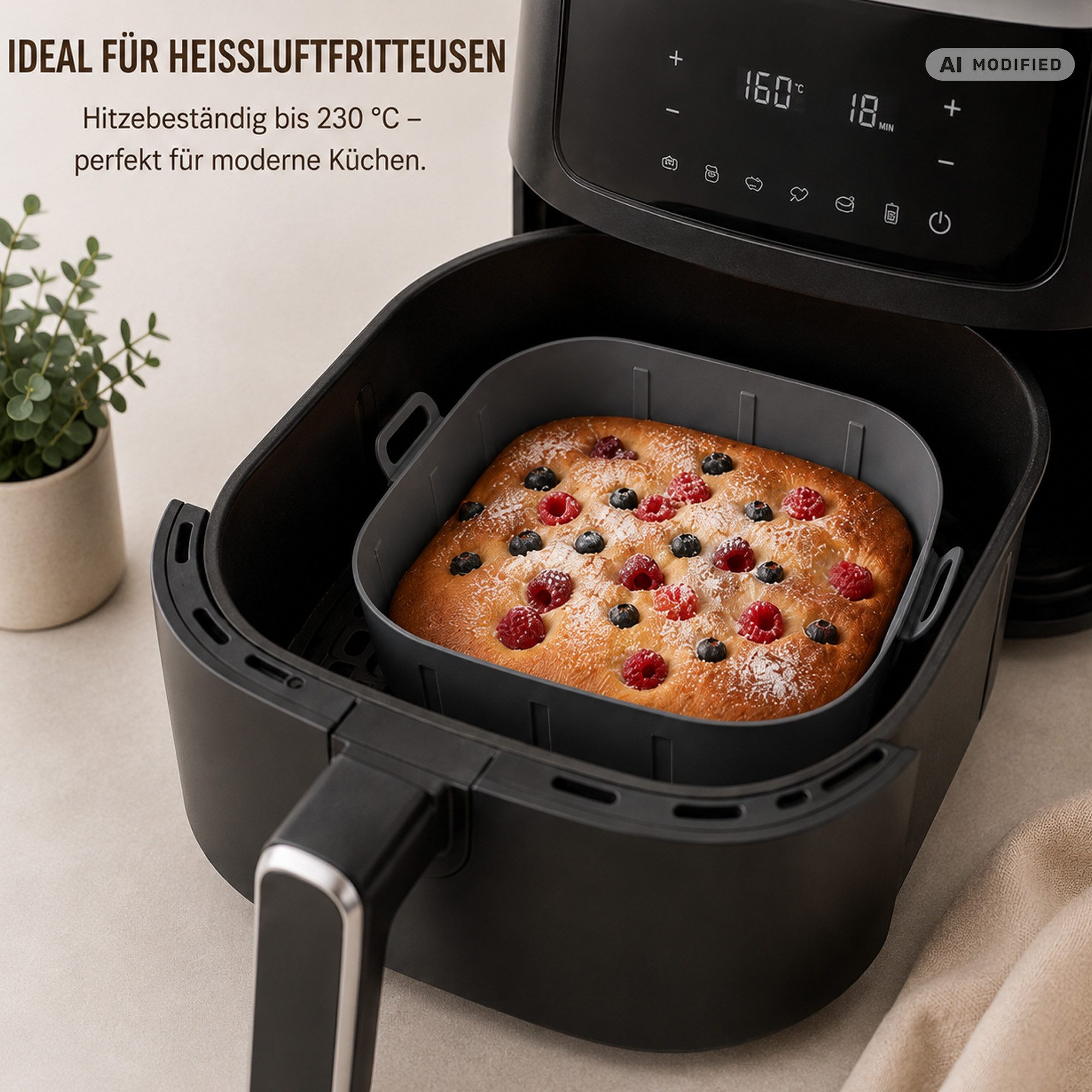 Bestlivings Silikonform für AirFryer, (2-tlg), Ø20x5cm, BPA-frei - wiederverwendbar, lebensmittelecht bis 230°C – Bild 5 von 5