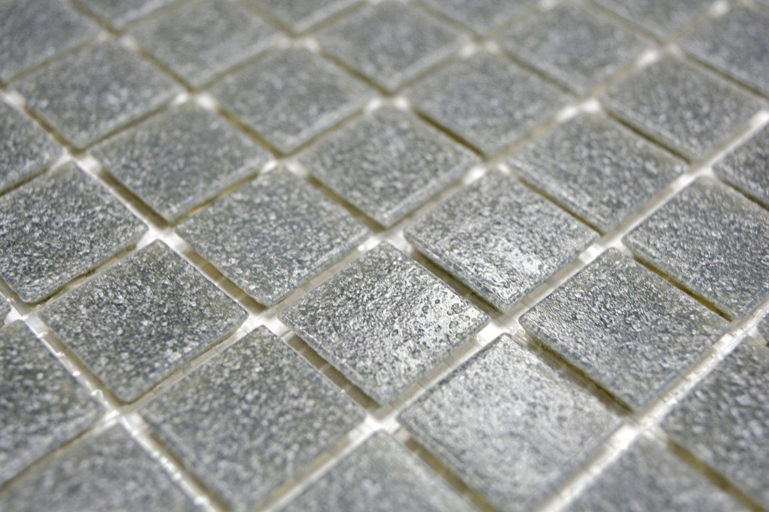 Glasmosaik grau Quadratisches glänzend 10 Mosaikfliesen / Matten Mosani Bodenfliese