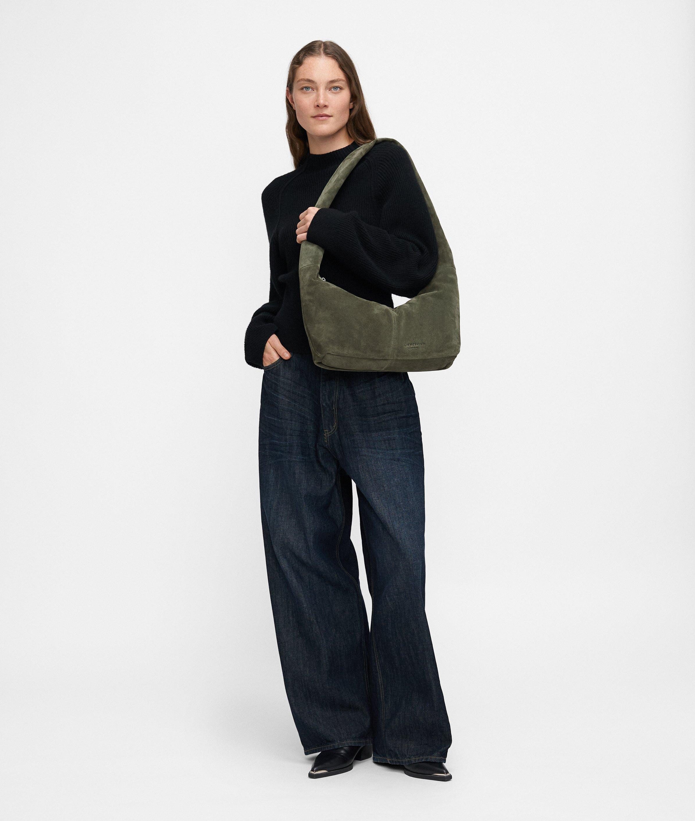 Liebeskind Berlin Schultertasche Hobo, Geräumige Tasche aus weichem Veloursleder