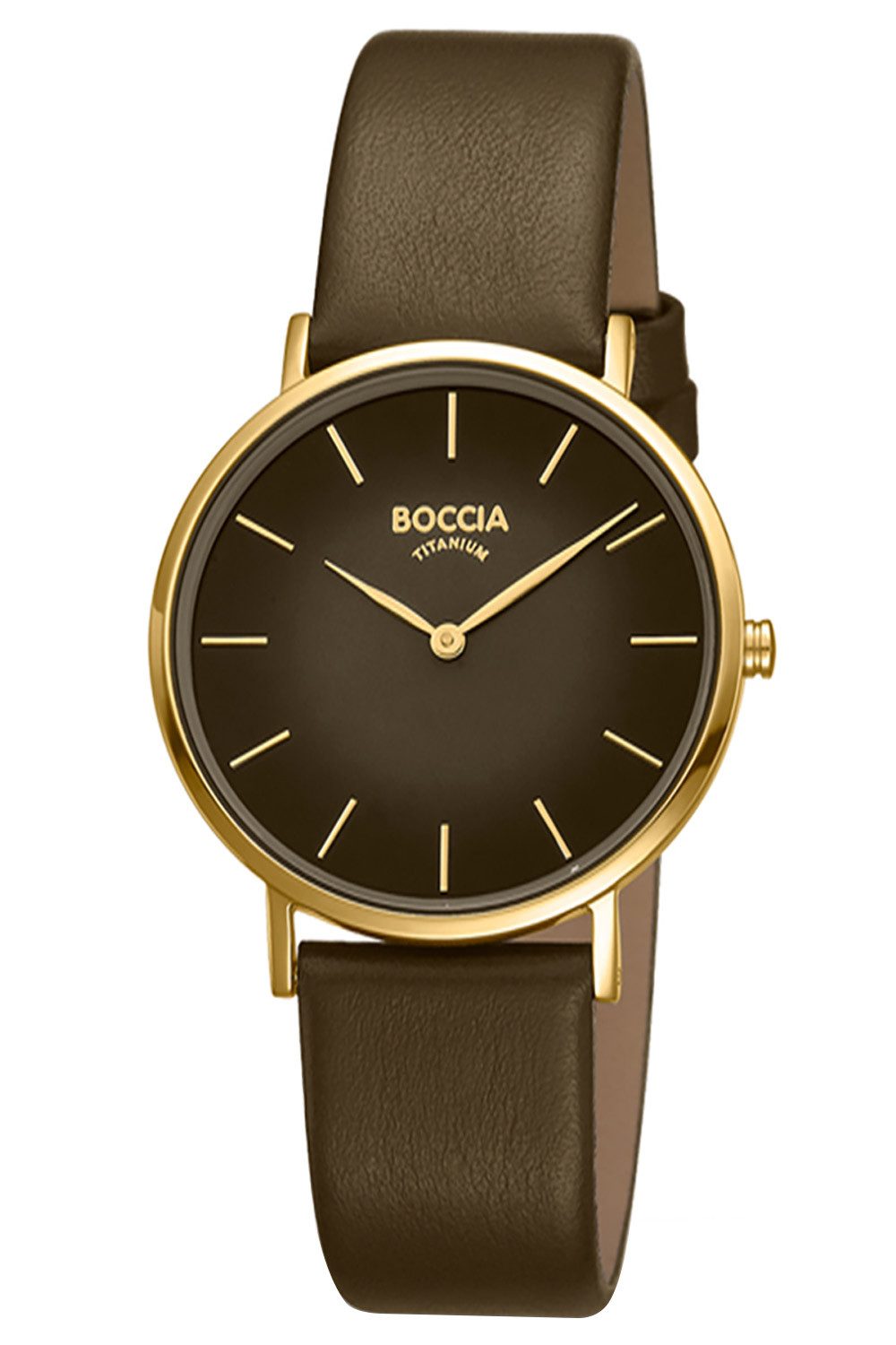 Boccia Quarzuhr Titan Dunkelbraun/Goldfarben