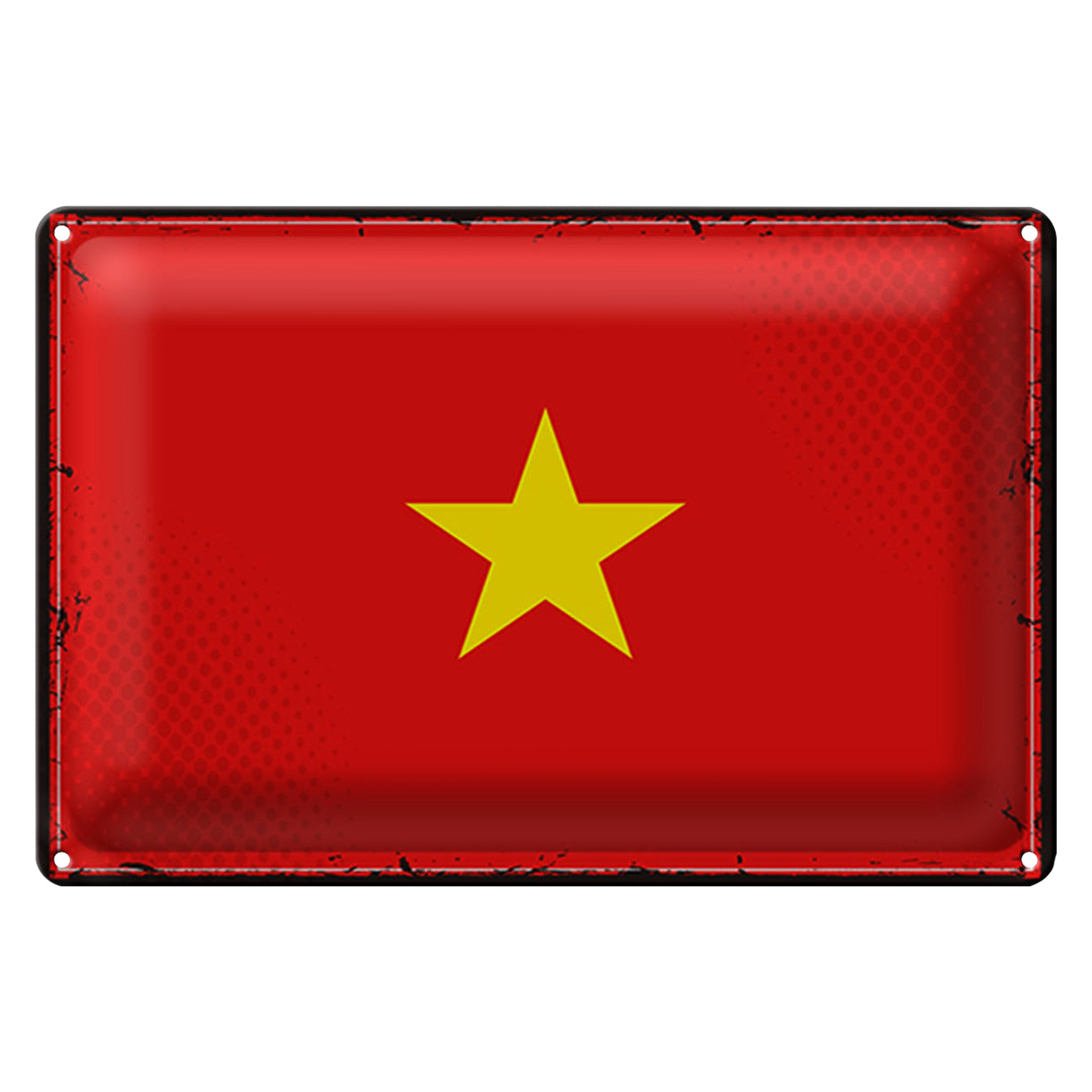 Roomando Metallschild Flagge Vietnam 40x30cm Retro Flag of Vietnam