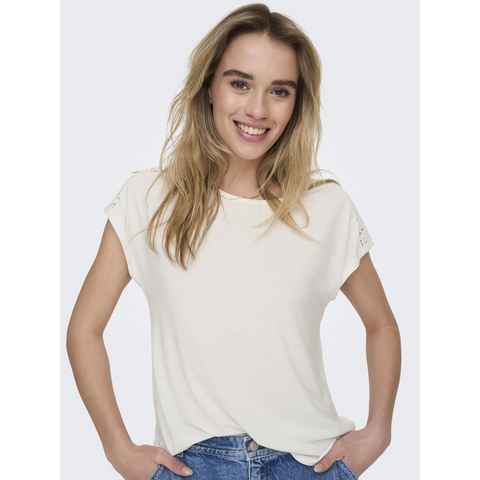 ONLY Kurzarmshirt ONLTHEA S/S LACE MIX TOP JRS mit Spitzen Einsatz