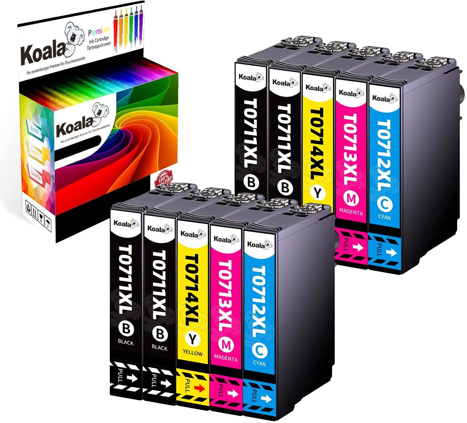 Koala 10er T0715 Druckerpatronen für EPSON T0711 T0712 T0713 T0714 Tintenpatrone (für EPSON D78 D92 D120 DX4000 DX4050 DX4400 DX7400 DX7450 DX8400 DX8450 DX9400 Drucker)