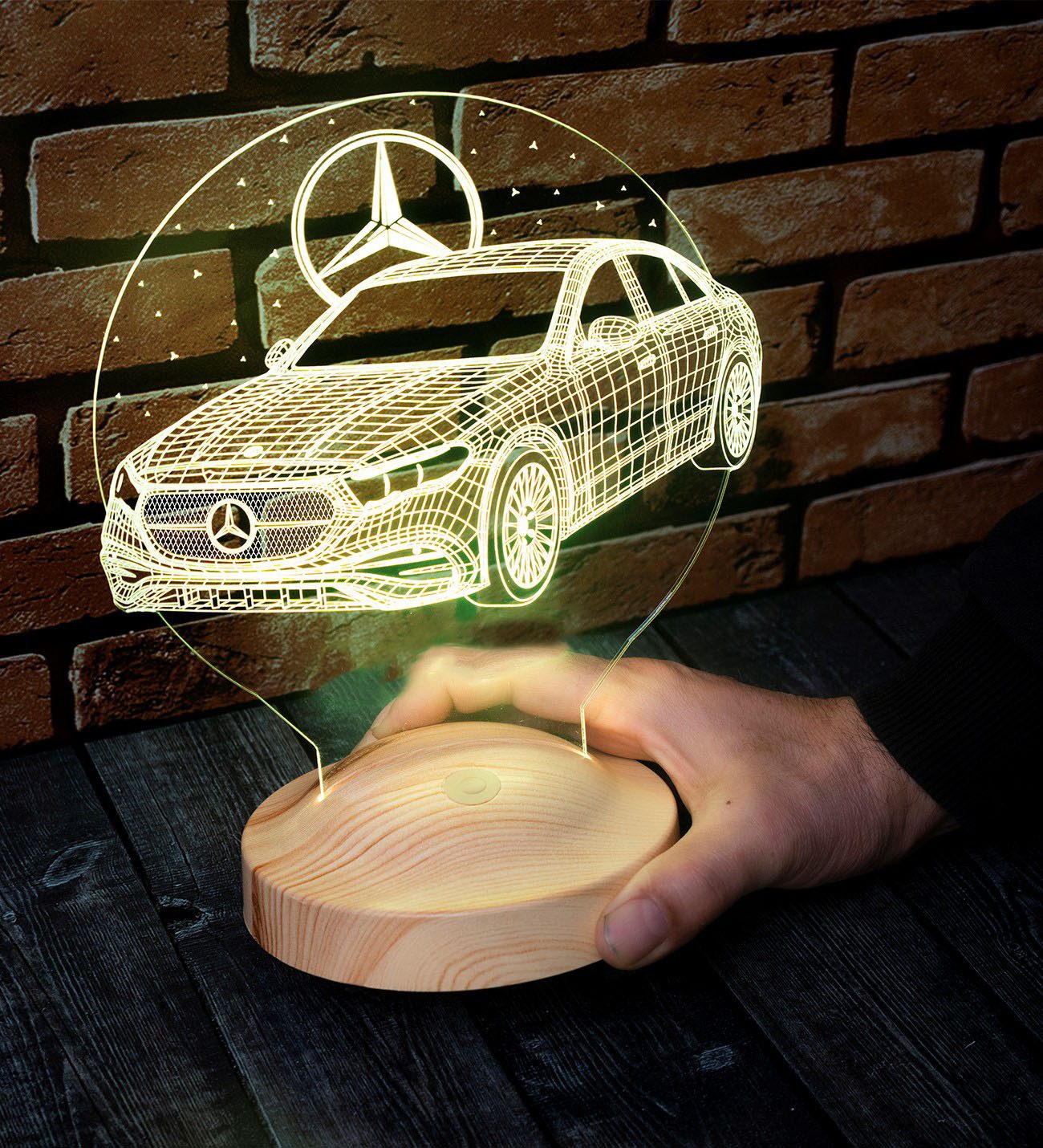 Geschenkelampe LED Nachttischlampe Automobil 3D Nachttischlampe Geschenke für Autofans Gravur Nachtlicht, Leuchte 7 Farben fest integriert, Geburtstagsgeschenk, – Bild 4 von 5