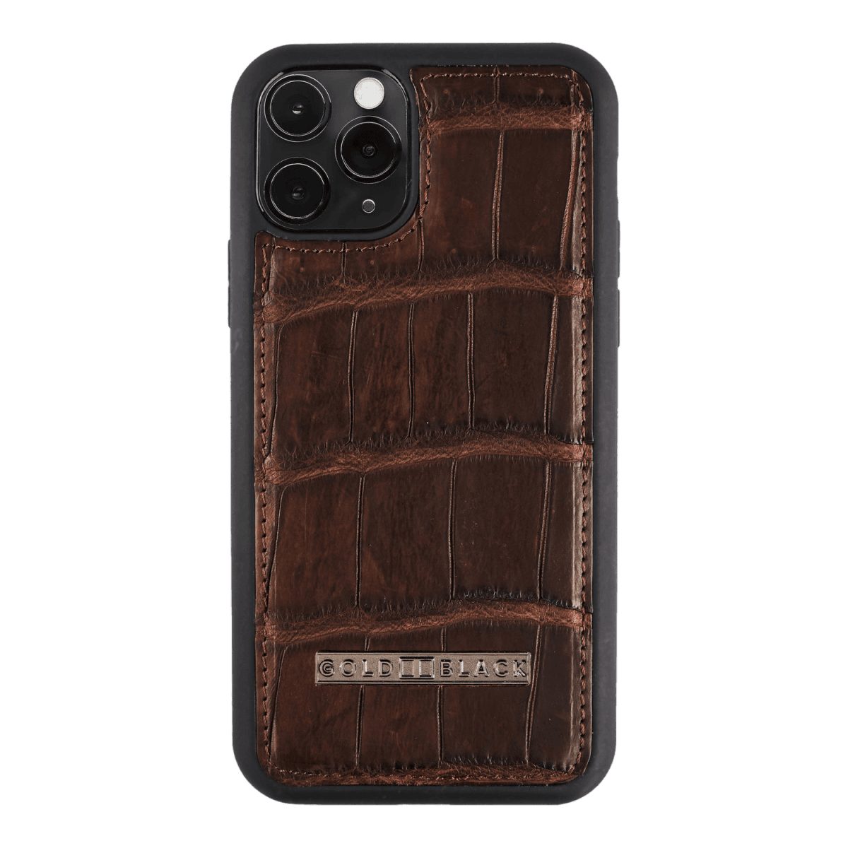 GOLDBLACK Handyhülle GOLDBLACK iPhone 11 Pro Max Lederhülle Krokodilleder Braun