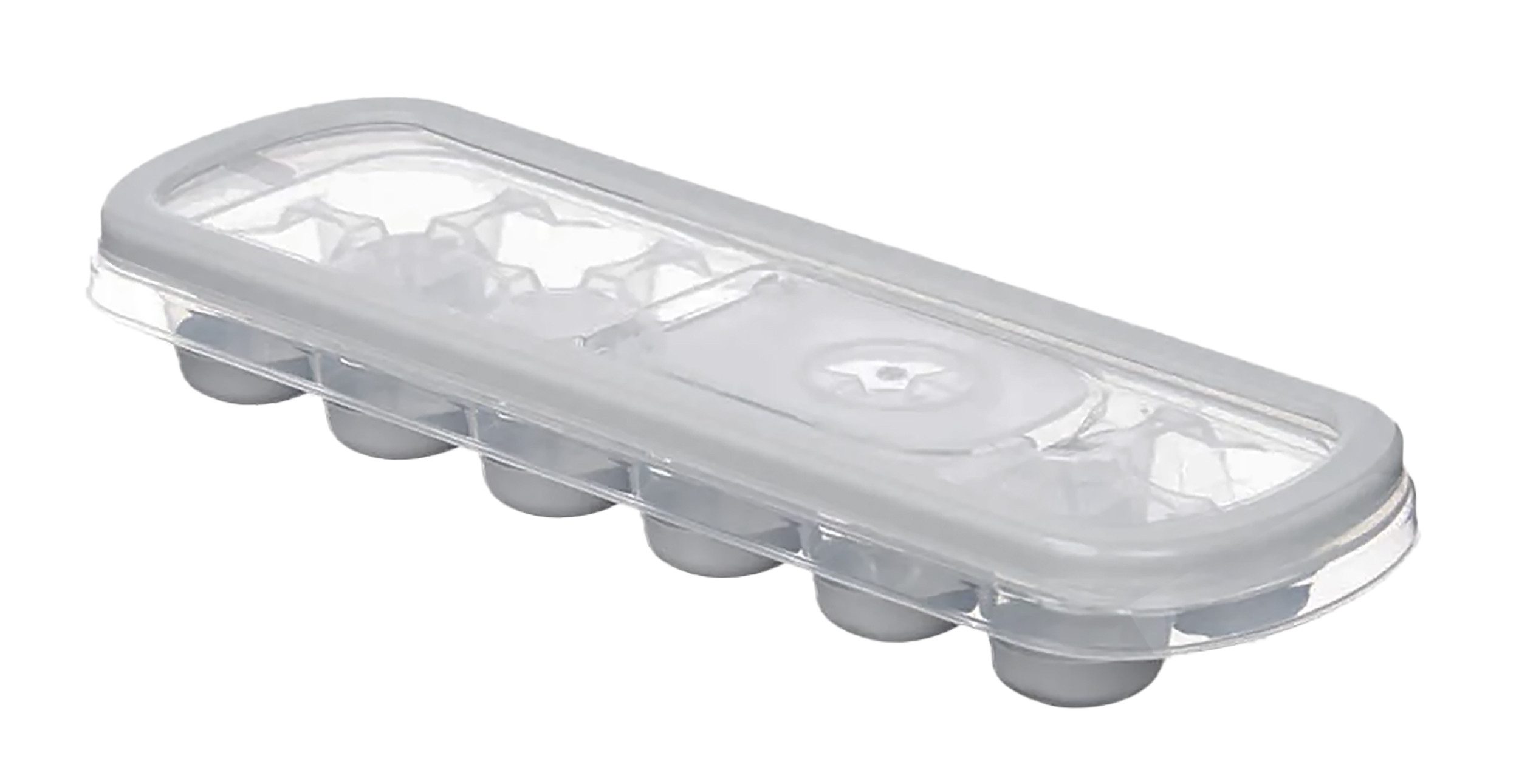 Leknes Eiswürfelform EISWÜRFELFORM für 12 Eiswürfel rund Silikon mit Deckel 91 (Grau), Silikonform Eiswürfelbereiter Boden Eisfächer