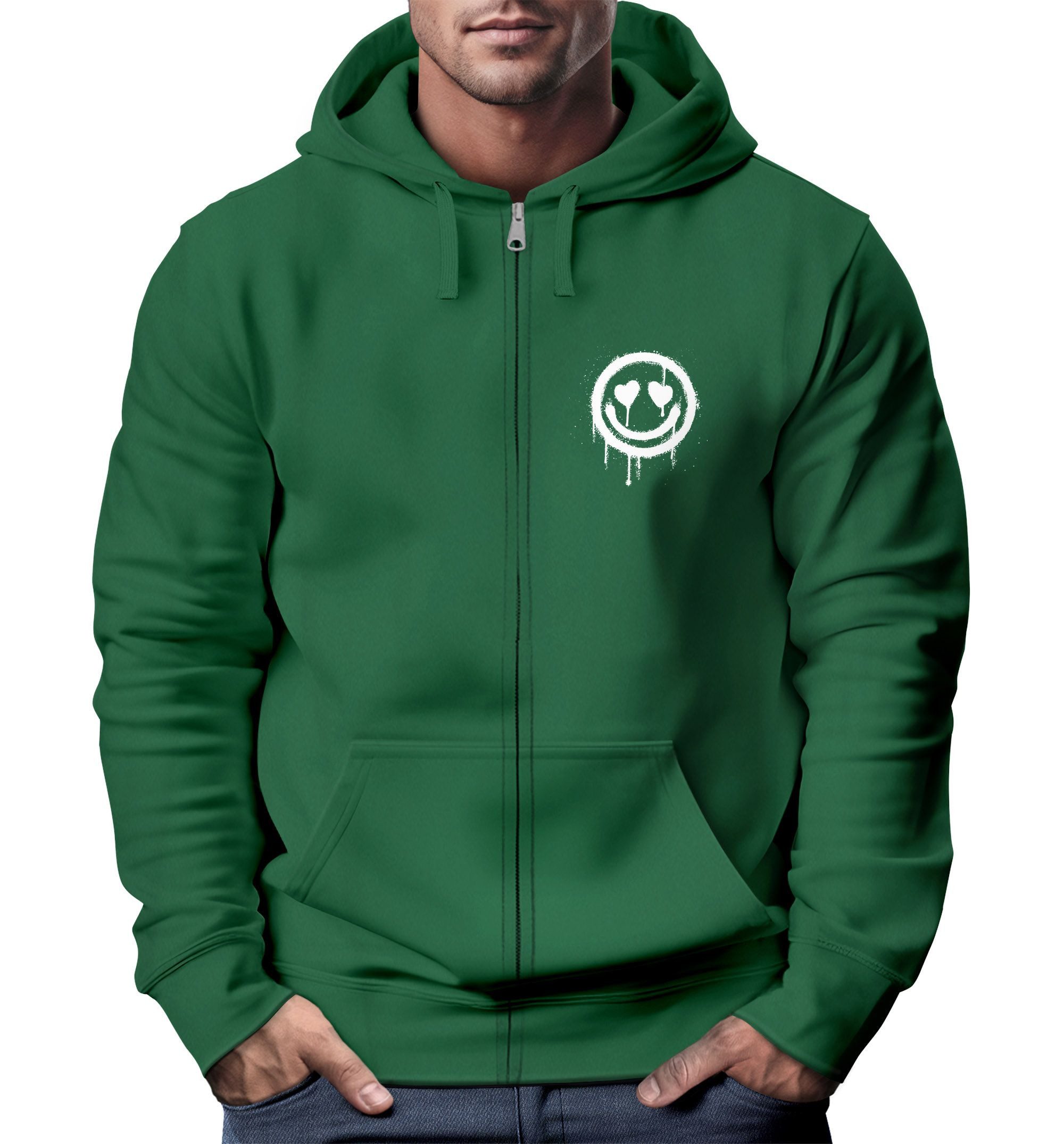 Neverless Sweatjacke Sweatjacke Herren Print Smile günstig online kaufen