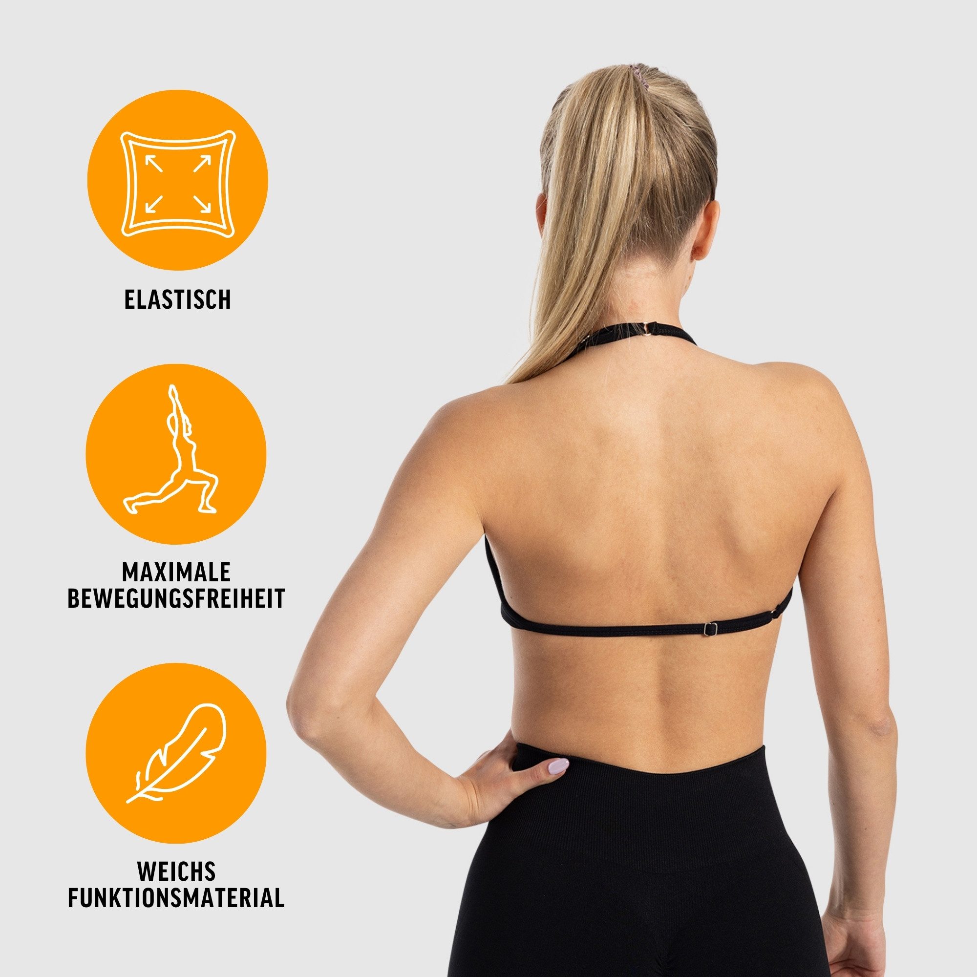 Smilodox Sport-BH Esta, Neckholder Bra, Ringverschluss, Geraffte Front ohne Bügel Geraffte Front, leichte Aktivitäten mit Komfort Yoga Freizeit Studio