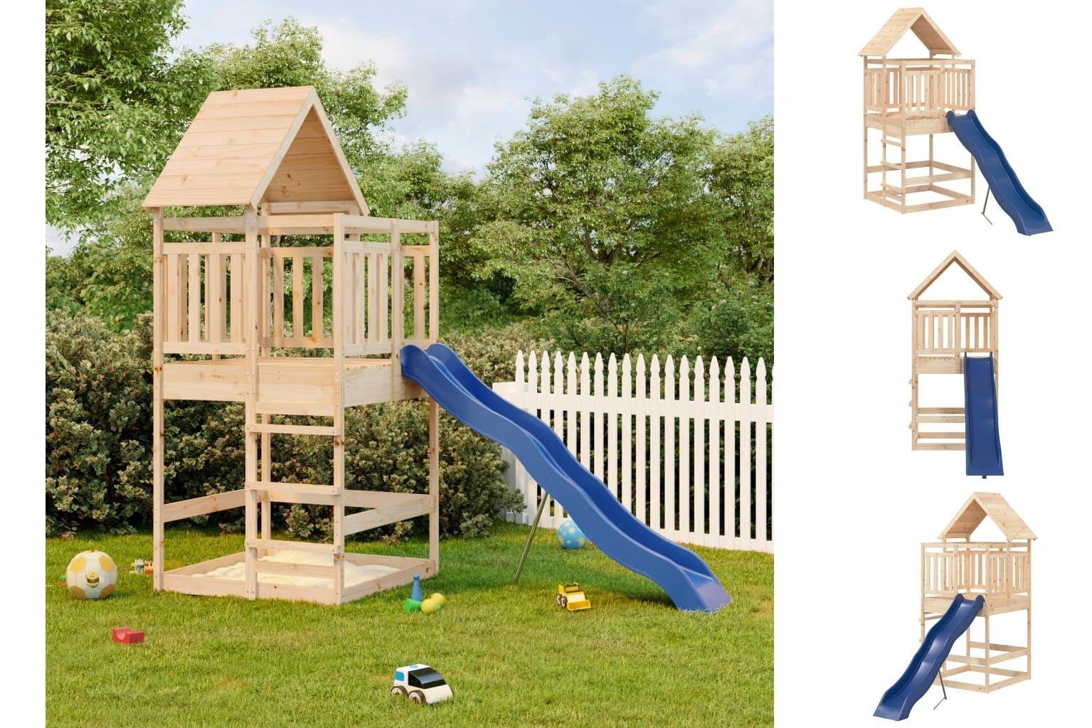vidaXL Spielhaus Spielturm Massivholz Kiefer Kinder Kletterturm Garten
