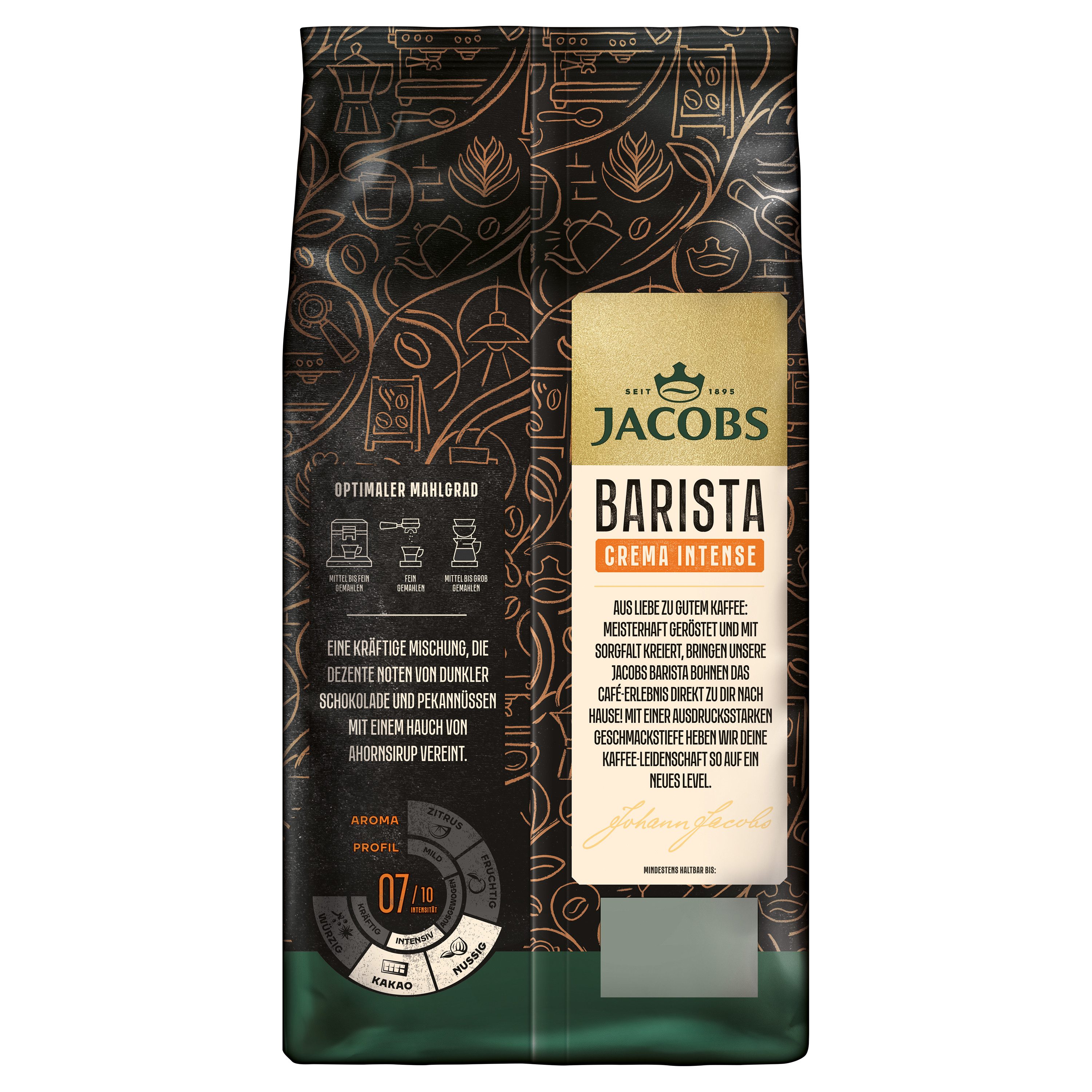 JACOBS Kaffee Barista Editions Crema Intense ganze Kaffee Bohnen 4 x 1 kg, 4000 g, (Packung, 4er Pack)