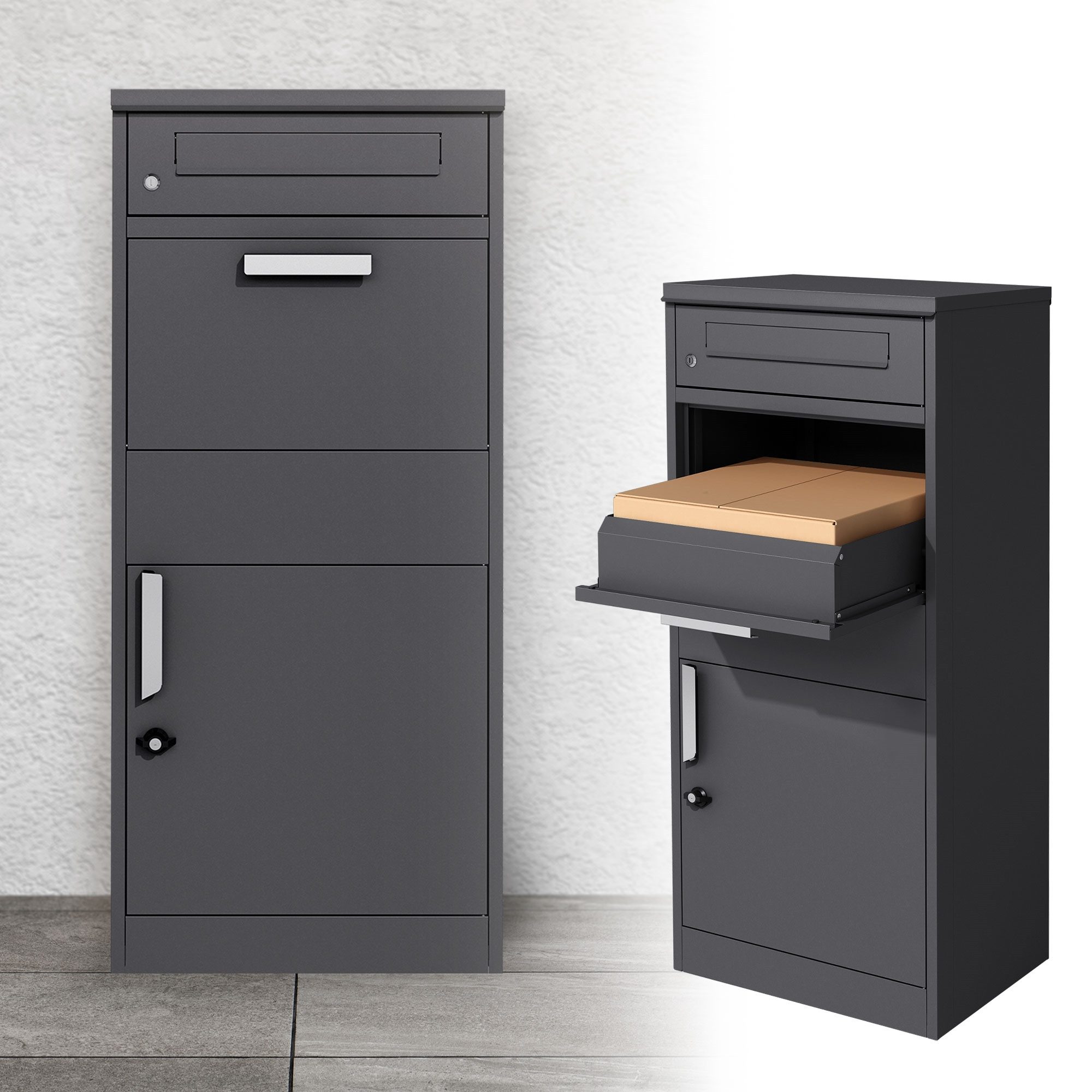 ML-DESIGN Paketbriefkasten Standbriefkasten aus verzinktem Stahl 