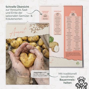 Growgreens Monatskalender Saisonkalender für Obst & Gemüse - Aussaatkalender mit Illustrationen, Aussaatkalender