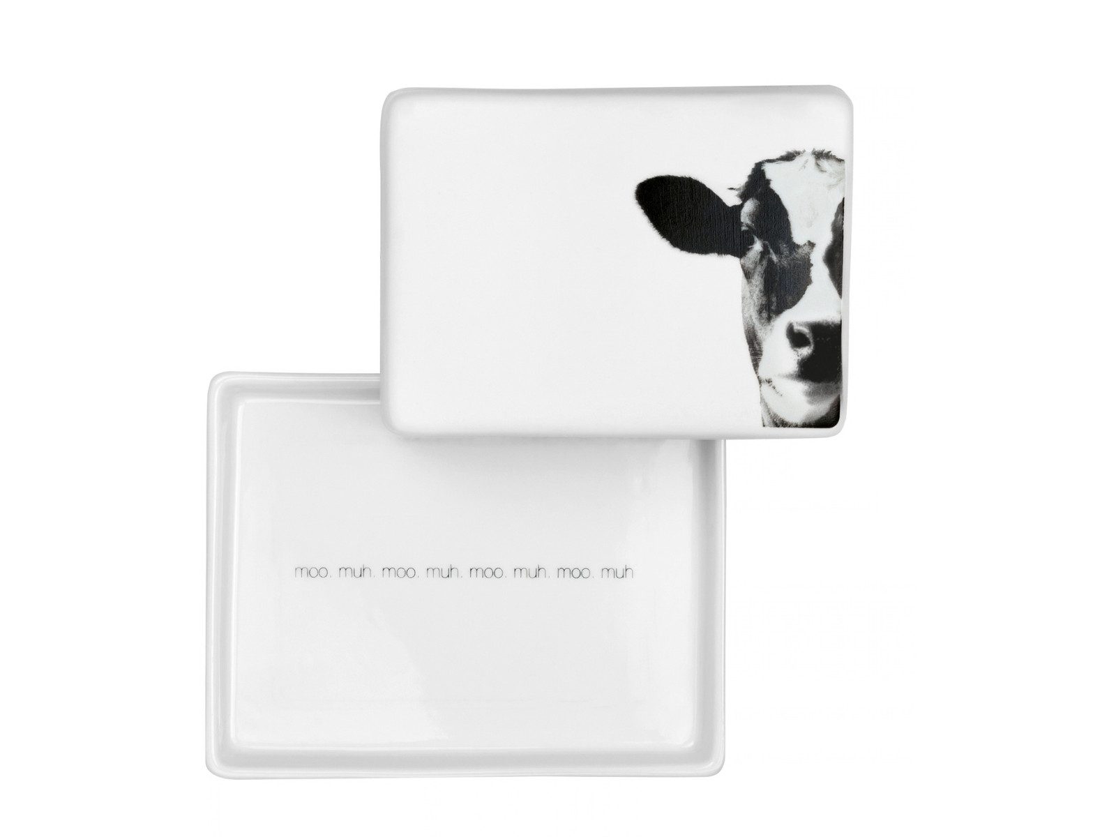räder design stories Butterdose Butterdose Kuh weiß 14,5cm, Porzellan