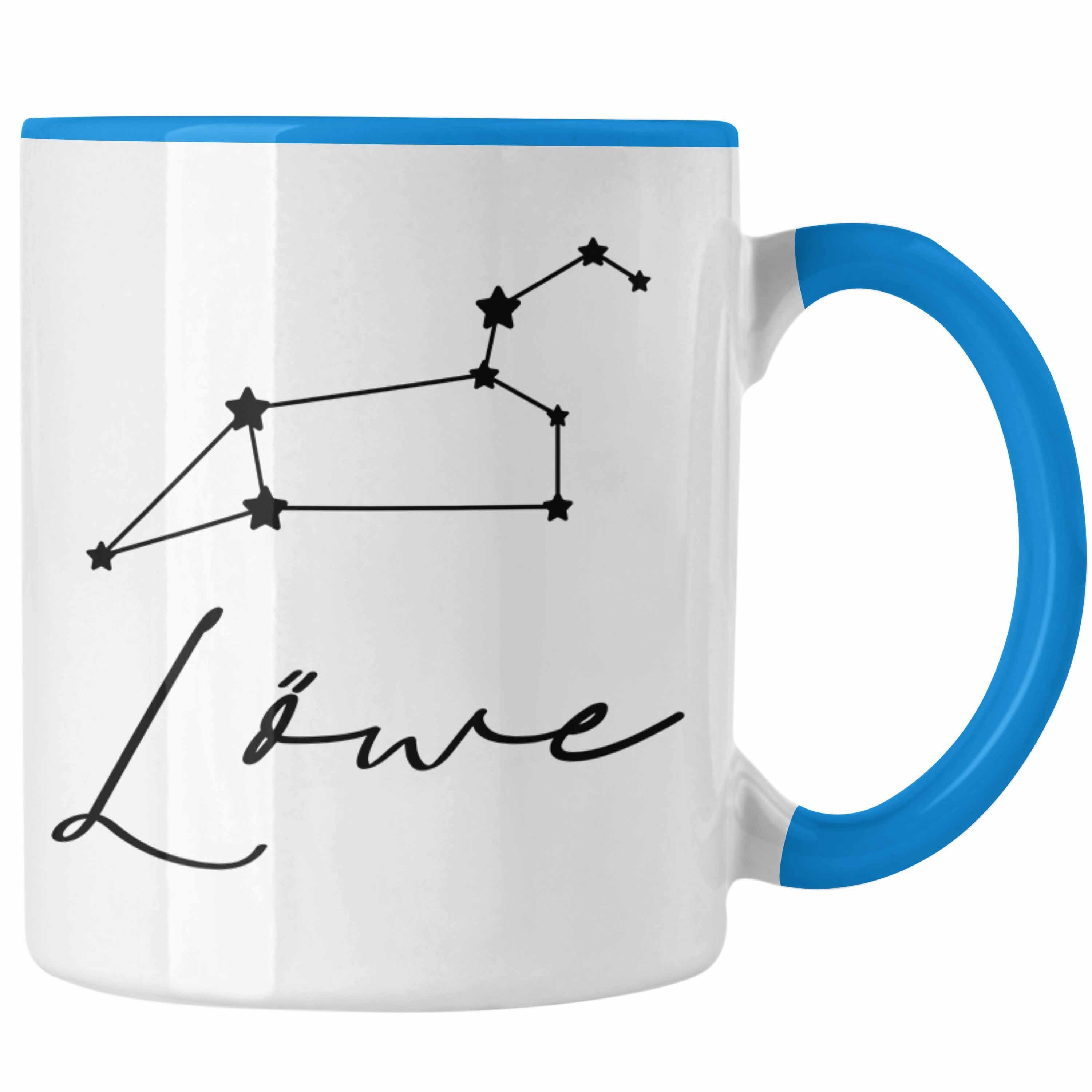 Trendation Tasse Tasse Geschenk Sternzeichen - Löwe Blau Trendation Tierkreiszeichen Horoskop