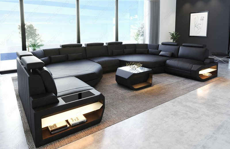 Sofa Dreams Wohnlandschaft »Asti«, Couch, XXL U Form Ledersofa mit LED, Designersofa