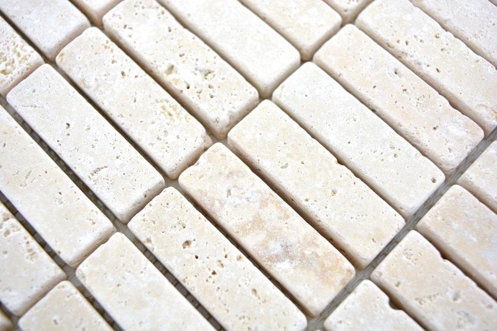 Travertin Terrasse Mosaikfliesen beige Bad creme Küche Naturstein Wand Mosani Boden