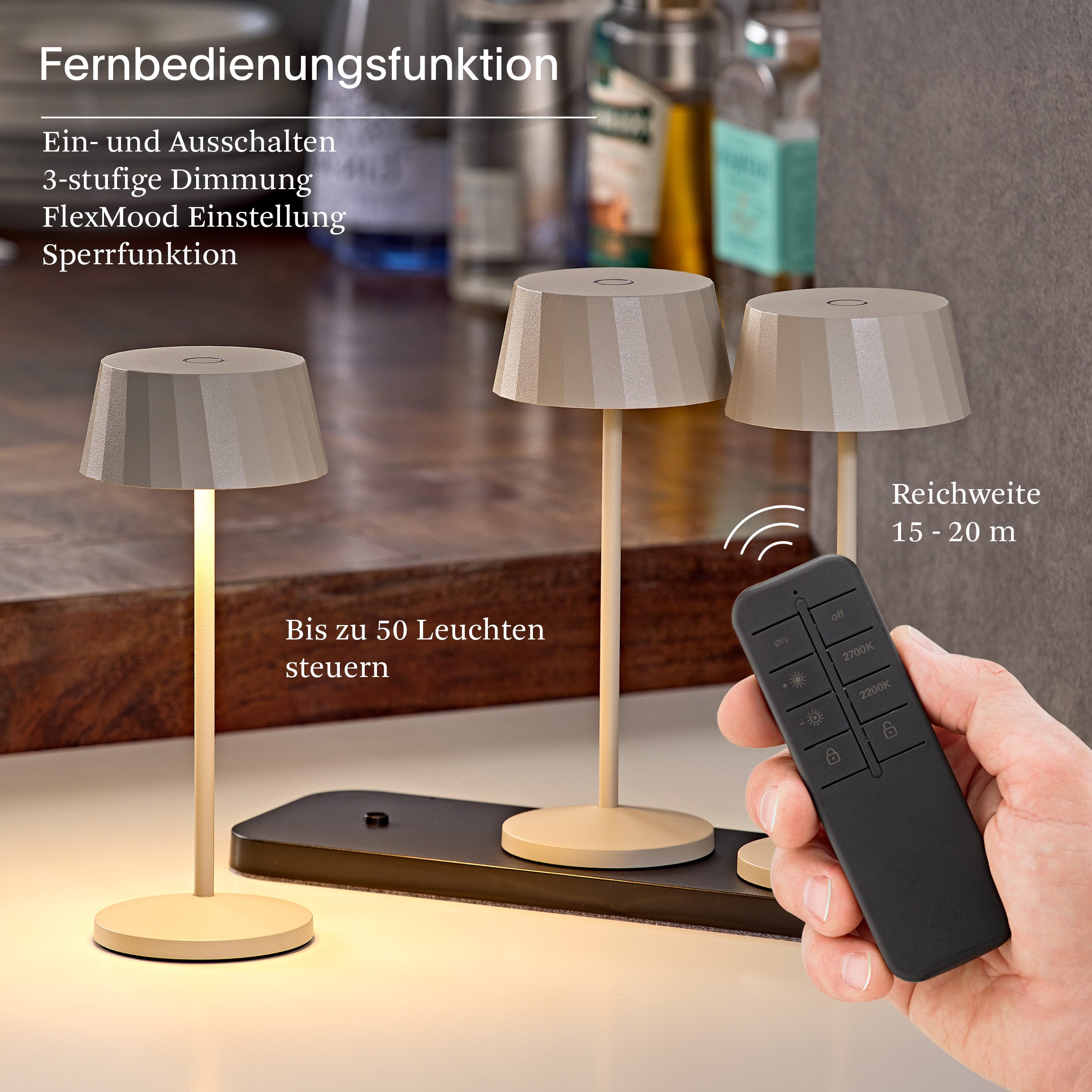 SIGOR LED Tischleuchte, Touch /Remote, LED fest integriert, Warmweiß