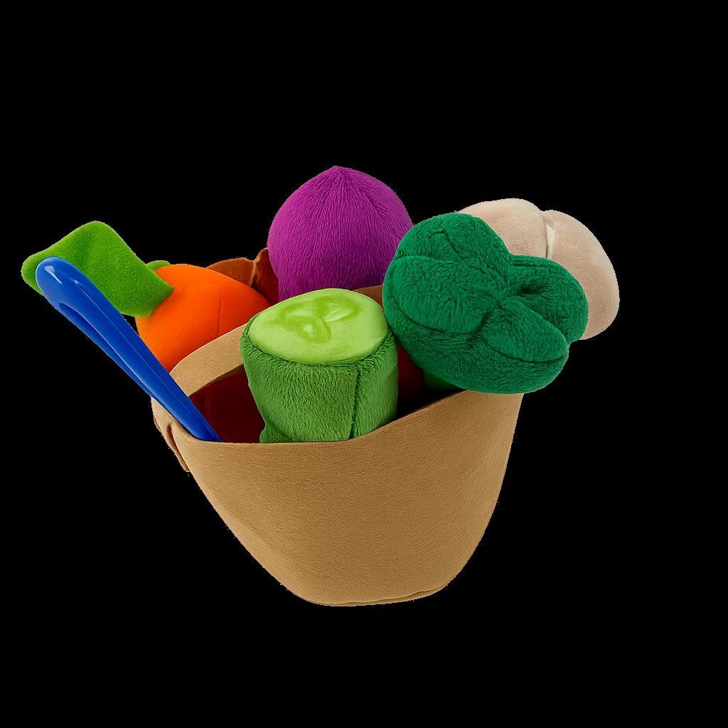 soma Kaufladensortiment Obst- & Gemüsekorb Plüsch Spielset Zubehör Kinderküche ab 18 Monaten, (Set, 8-tlg., Geschenk-Set), Weiches Plüsch Obst- & Gemüsekorb Spielset, Zubehör für Kinderküche