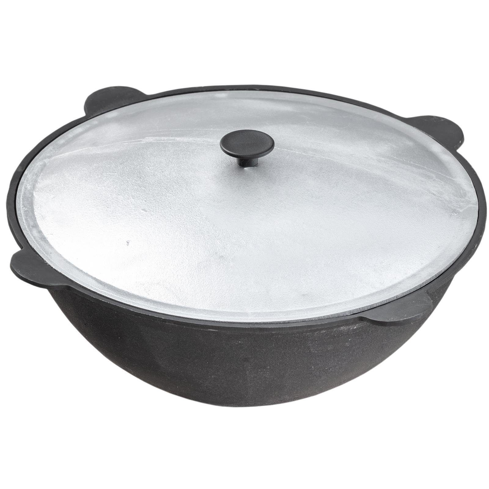 Kazan Uzbeko In Ghisa 22L Con Coperchio - Pentola Asia Wok Per Camping