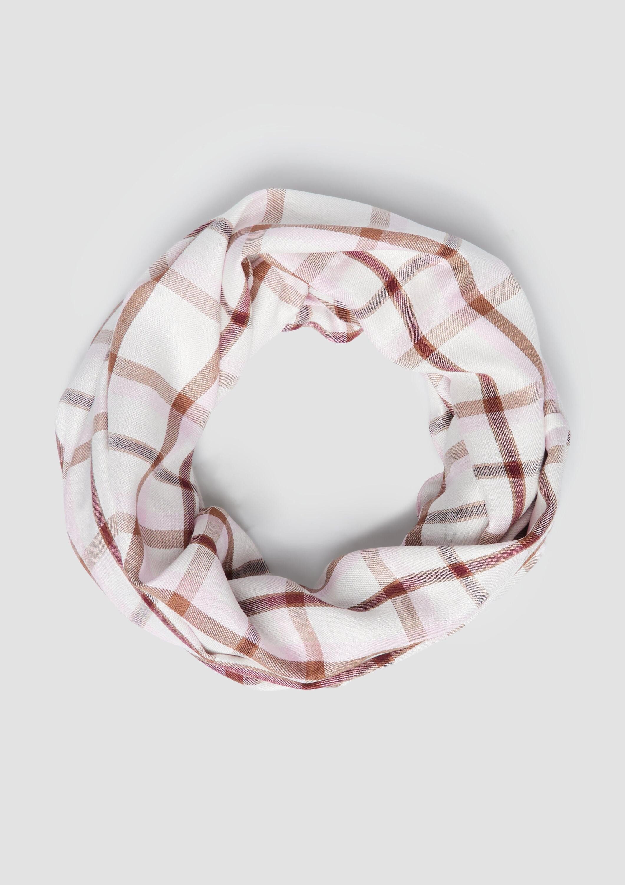 s.Oliver Loop Snood, Karierter Loop-Schal aus Viskose-Modal-Mix