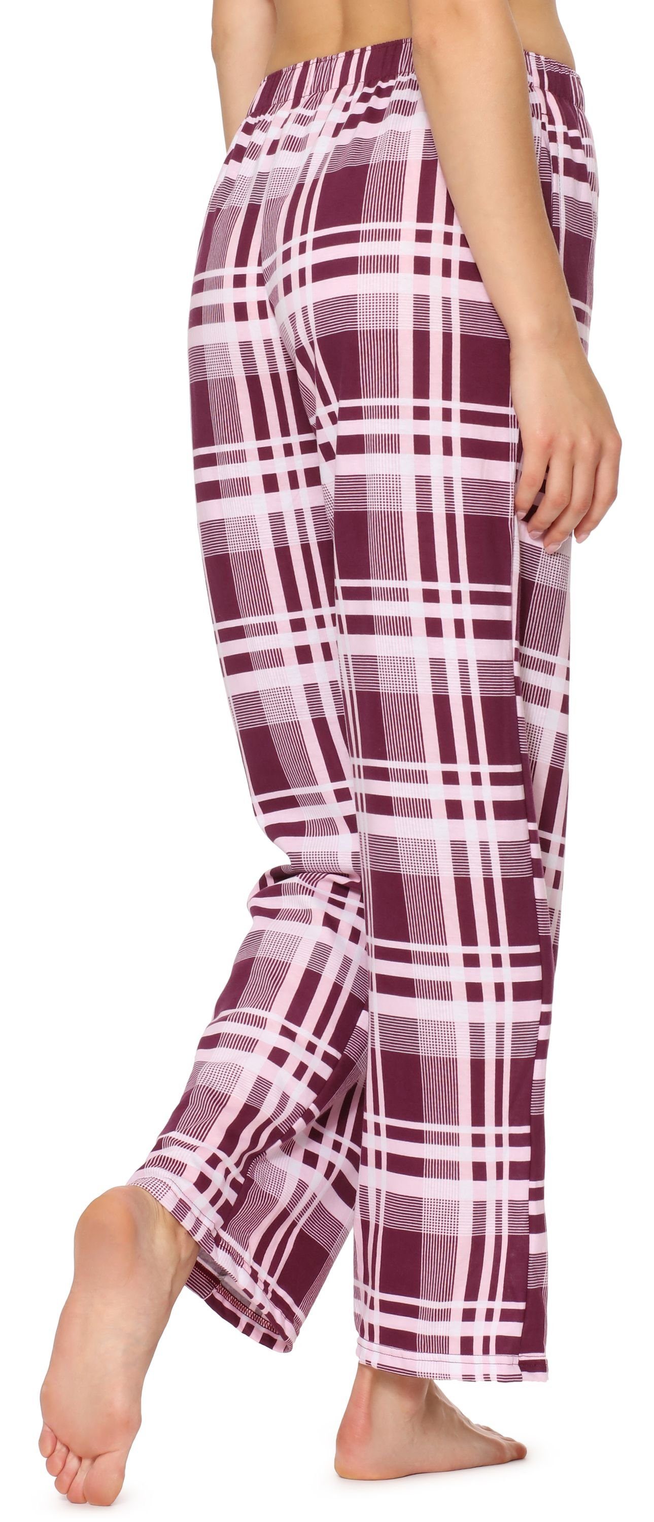 Merry Style Pyjamashorts Damen (1-tlg) Schlafanzugshose Weinrot/Kariert MPP-001 elastischer Bund