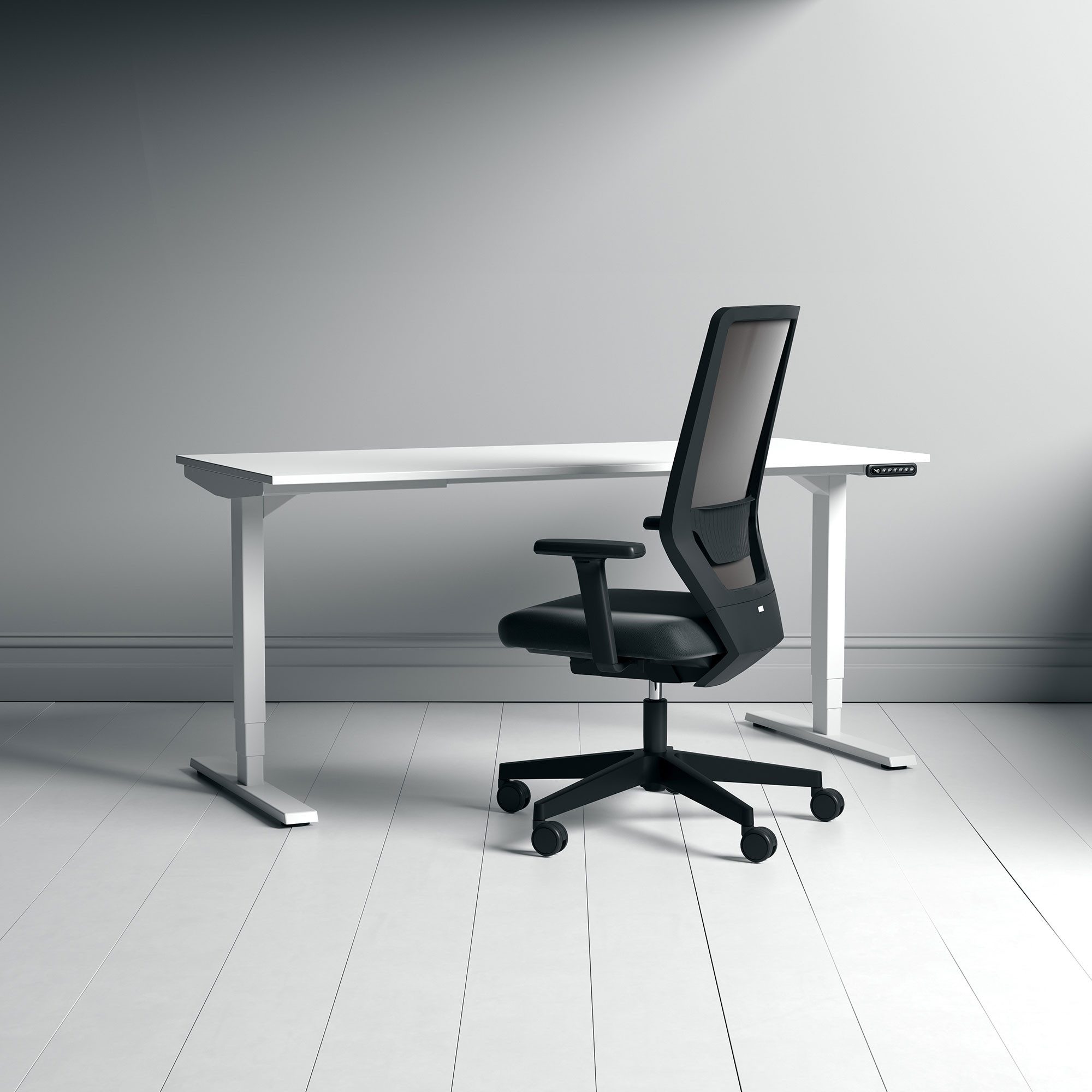 ASSMANN Büromöbel Bürostuhl Streamo (4D Armlehne in Höhe, Breite und Tiefe verstellbar sowie schwenkbar mit weicher PU-Auflage schwarz verstellbare Sitztiefe, höhenverstellbar, verstellbare Armlehnen, Belastbar bis 120kg, verstellbare Sitzneigung, verstellbare Rückenlehne, Lordosenstütze 5 Arm- Fußkreuz Netzrücken für Luftzirkulation Ergonomisch gepolstert Verstellbar: 420 - 510 mm, fertig montiert), TÜV-zertifiziert