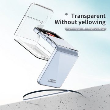 Wigento Handyhülle Für Samsung Galaxy Z Flip4 5G Design Hart Cover Handy Tasche Hülle Etuis Transparent