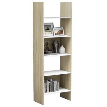 furnicato Bücherregal Weiß und Sonoma-Eiche 60x35x180 cm Holzwerkstoff