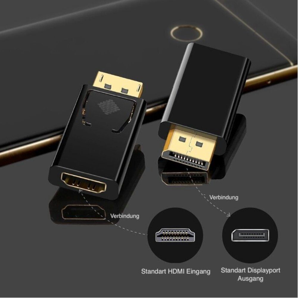TradeNation DisplayPort Stecker auf HDMI Buchse DP auf HDMI Adapter Konverter 4K Audio-Adapter DisplayPort zu HDMI, 4k@30Hz – Bild 3 von 5